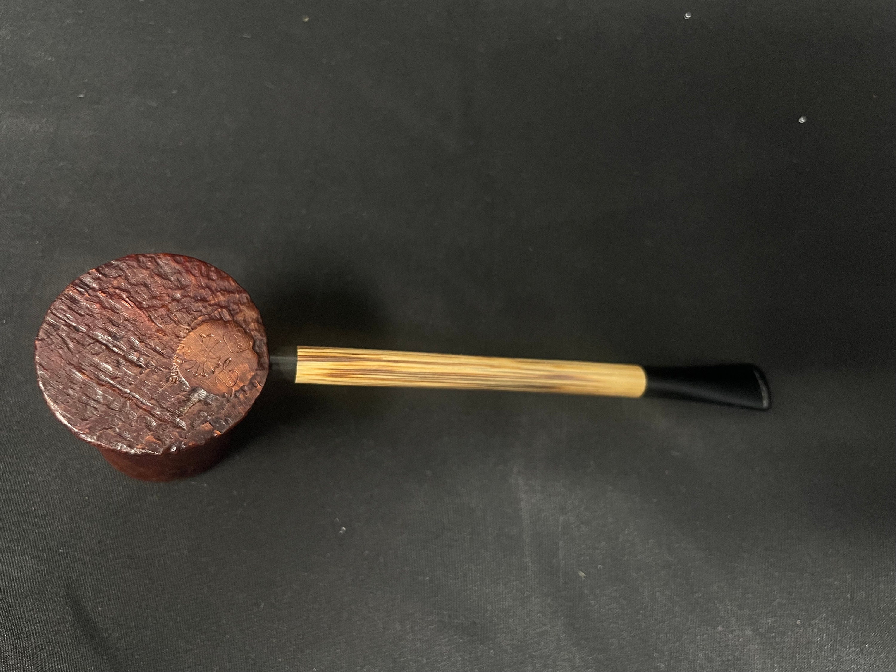 Handmade Sandblast Volcano Briar Pipe with Bamboo Shank - Unsmoked Estate 4