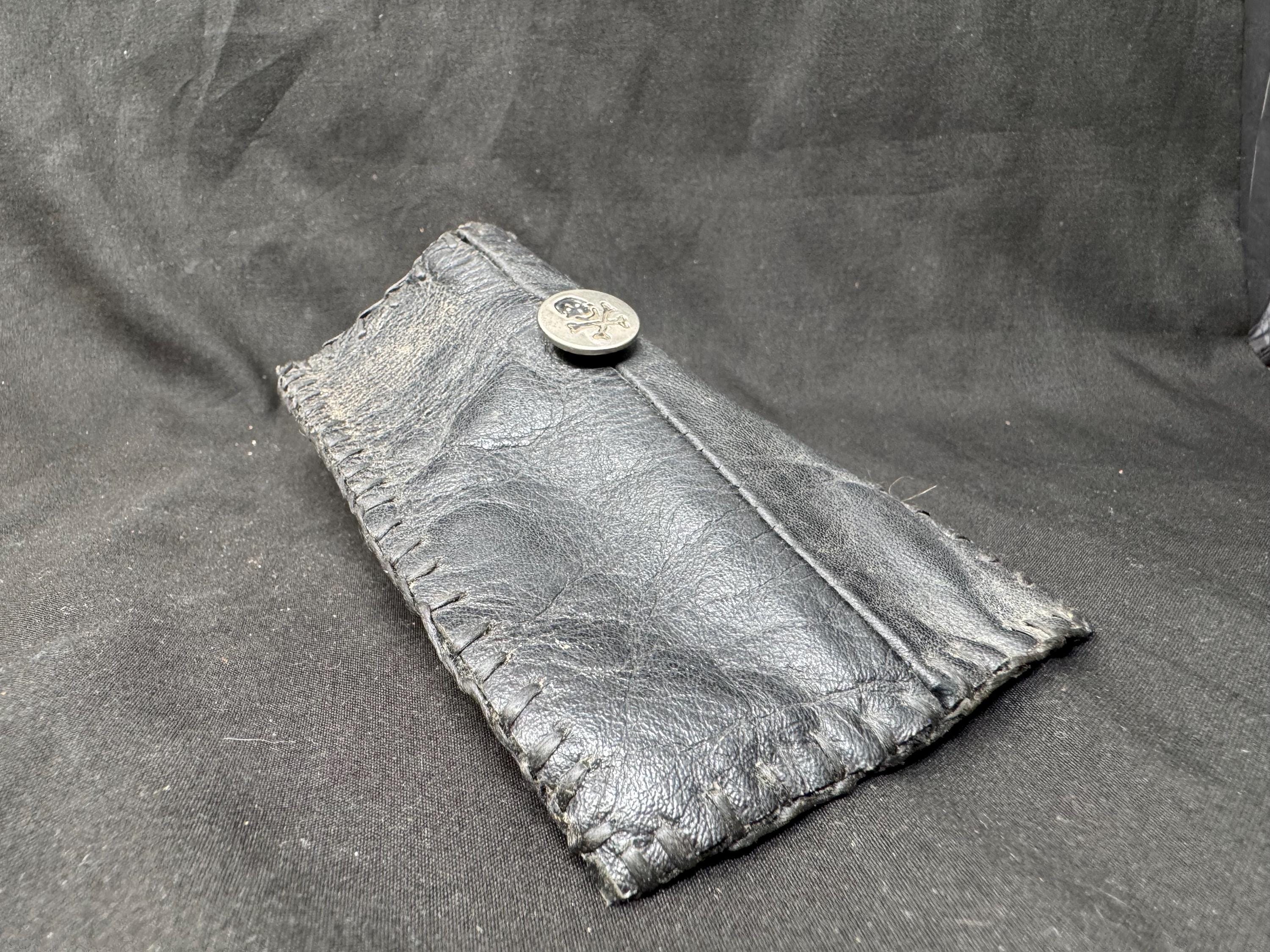 Medieval Girdle Pouch, 14th-16th Century Style - Black Leather, Jeans Button 4