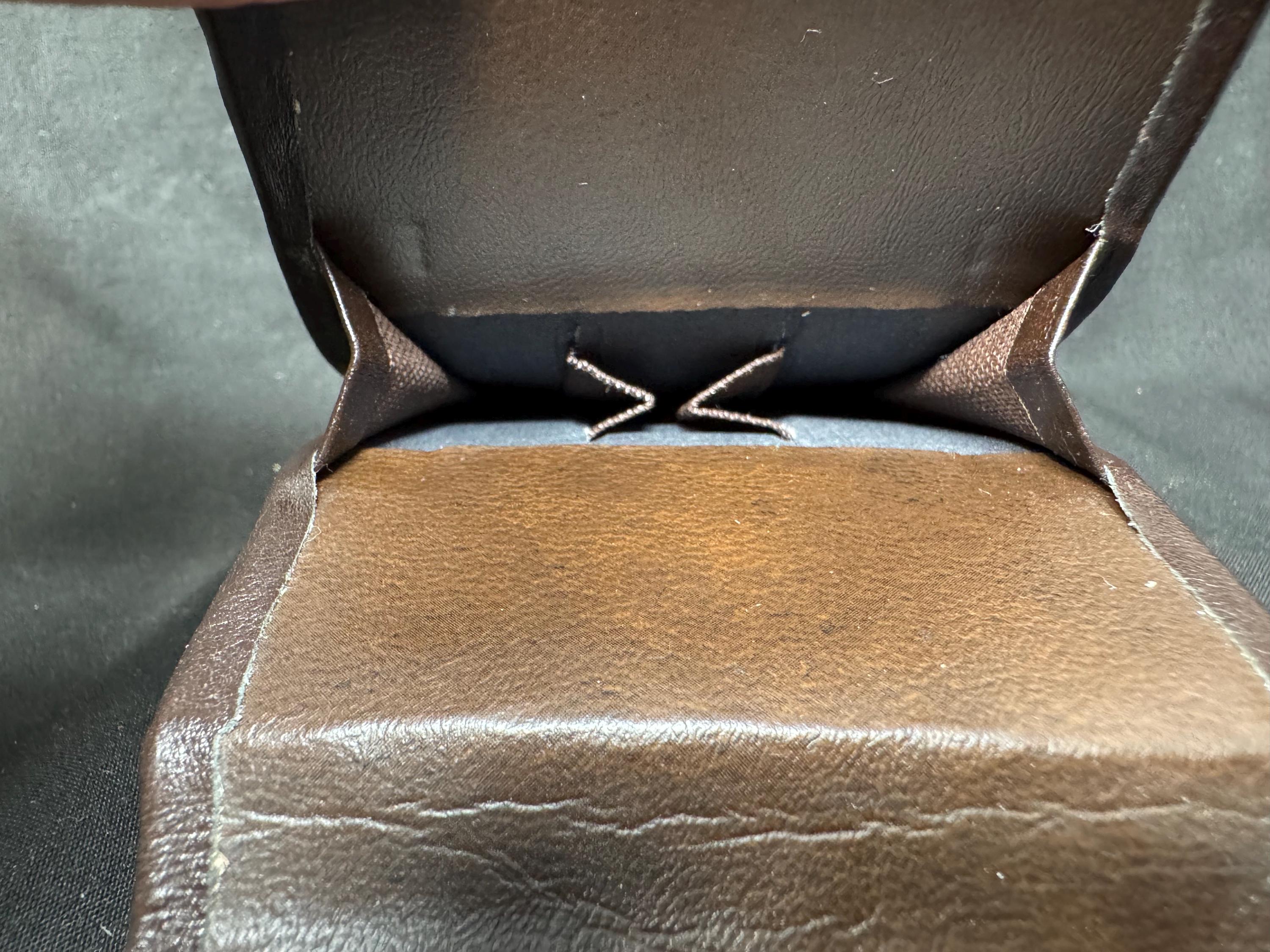 Vintage German Leather 3-Cigar Travel Case | Textured Light Coffee | Tabakgeschaft Estate 9