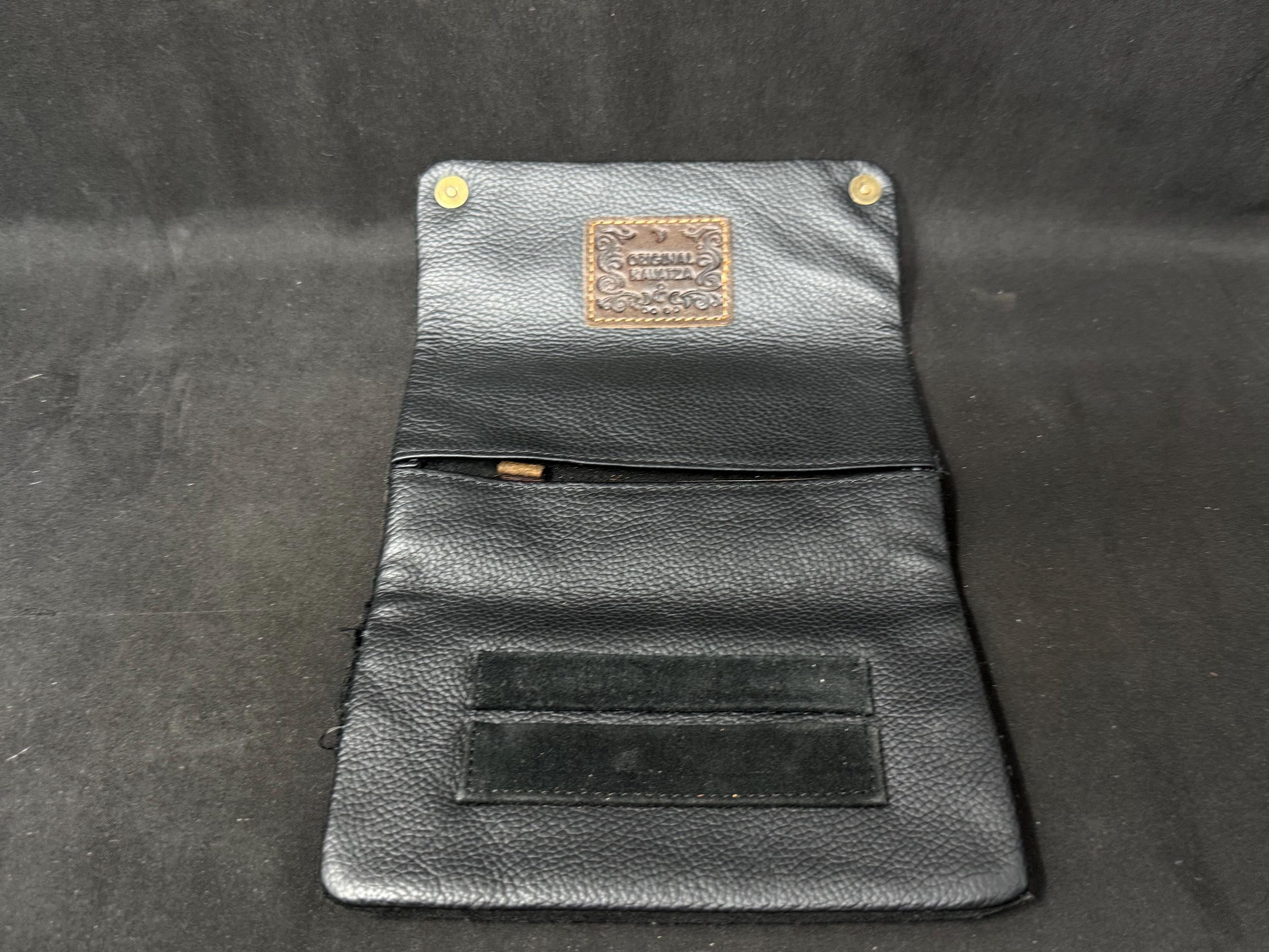 Vintage German Leather Tobacco Pouch with Brass Buttons and Tool Pockets 9