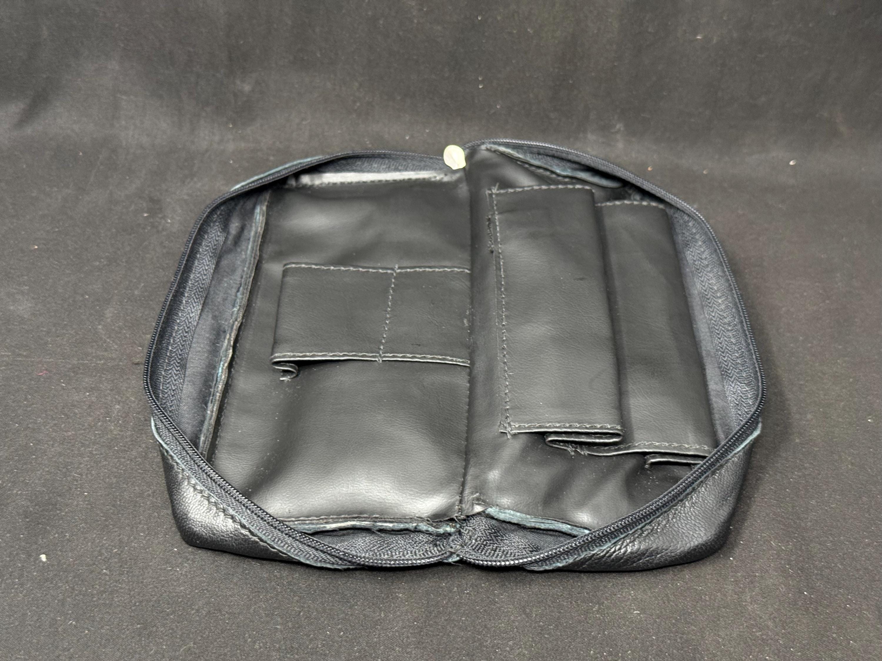 Vintage Leather Roll-Up Tobacco Pouch - 7x4 Rubber-Lined 2-Pipe Carrier 9