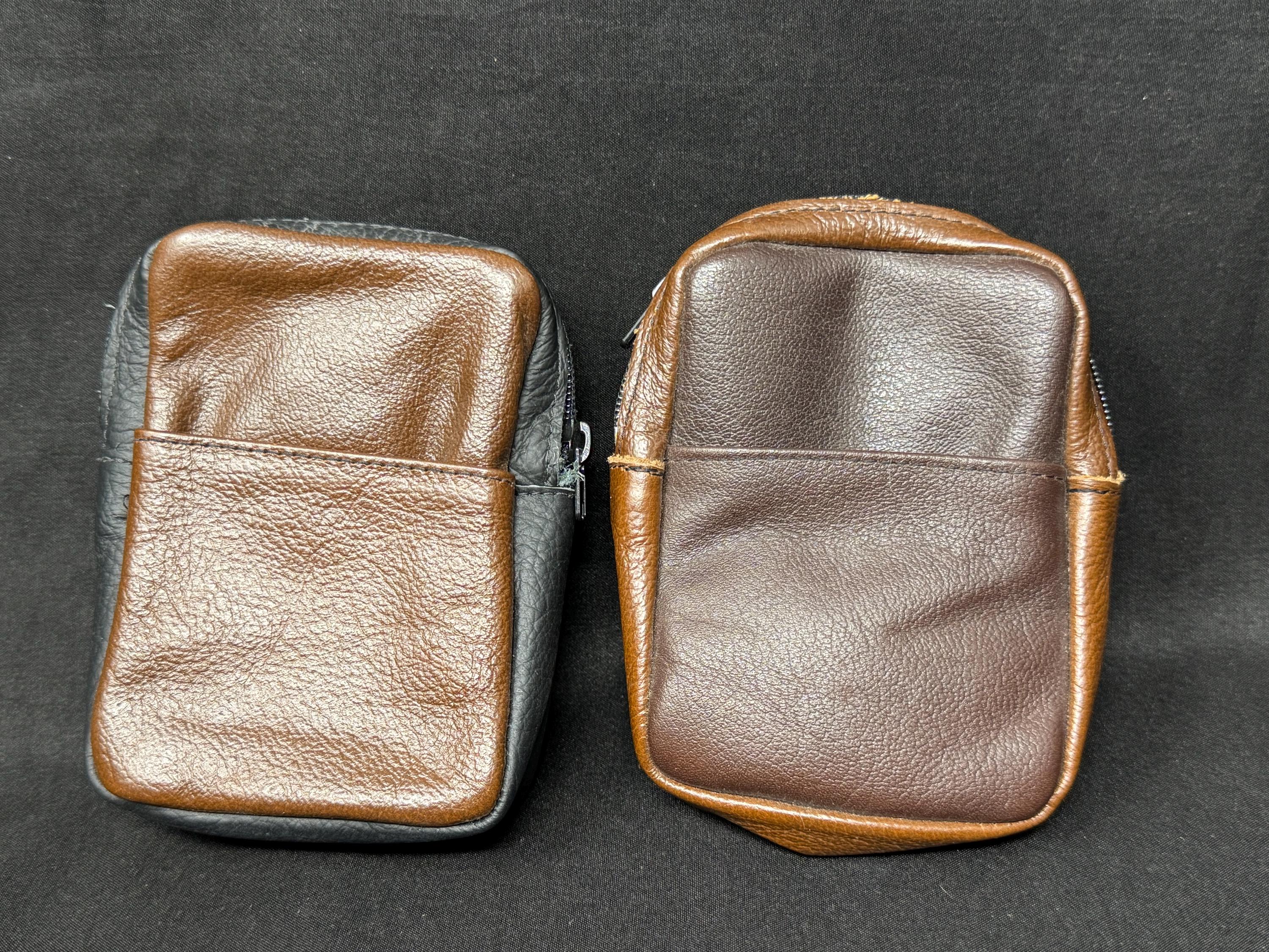 Vintage German Soft Leather Tobacco Pouch - 3-Zone Organizer, Dual Zippers, NOS 2