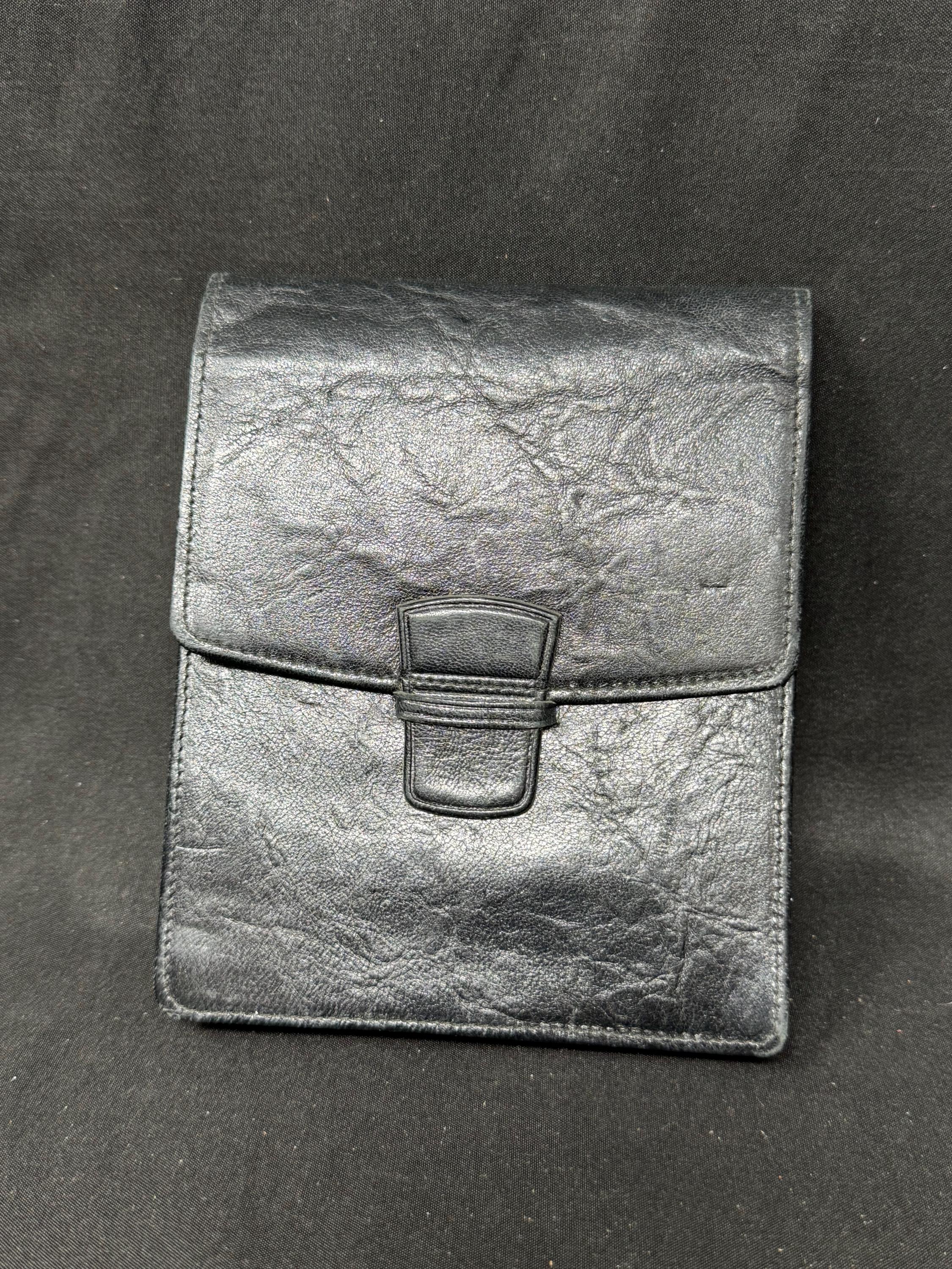 German Leather 5-Cigar Pocket Case, Minimalist Closure - Vintage NOS