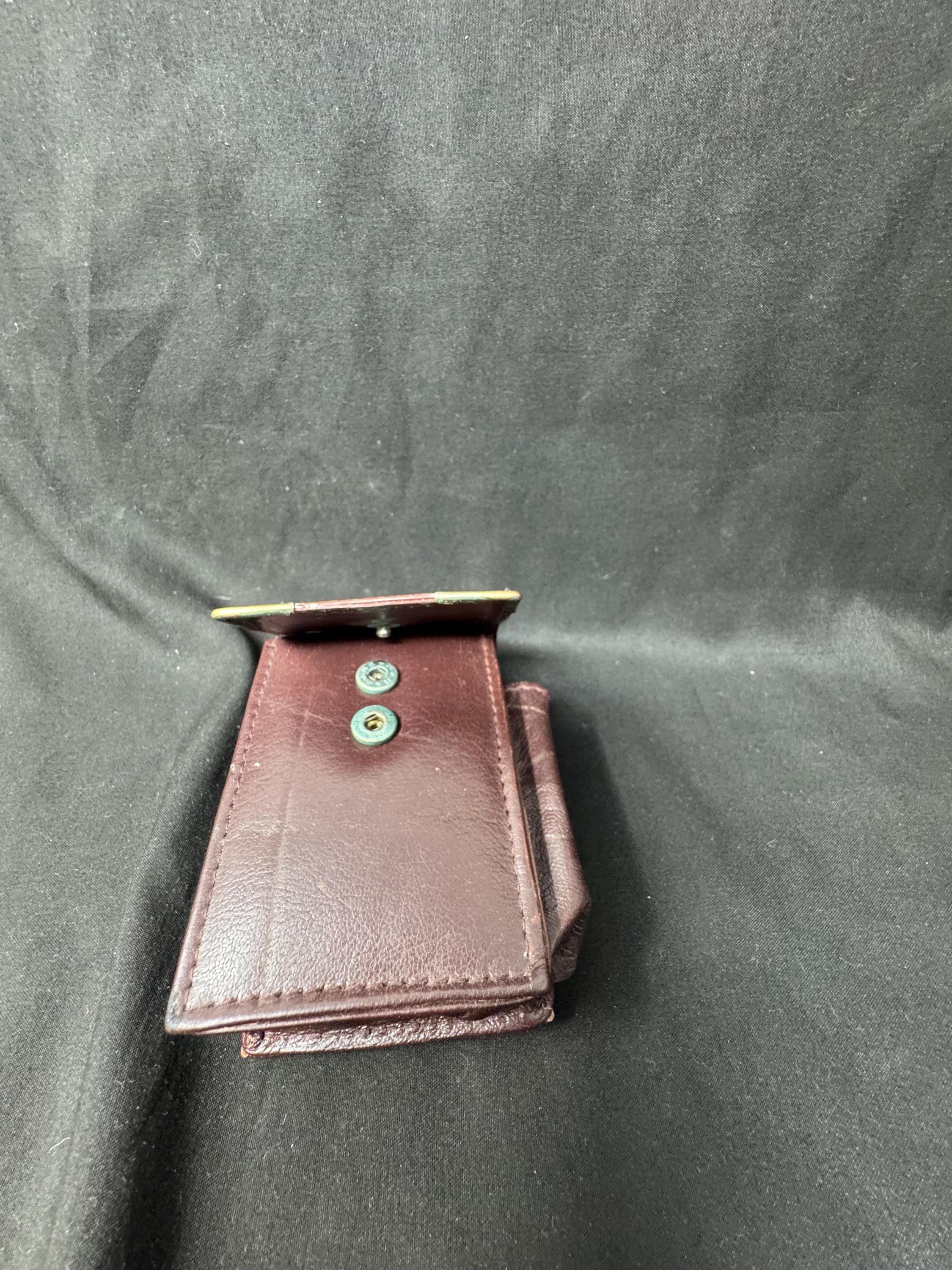 Vintage German Leather Cigarette Case with Lighter | Brass Star Detail | NOS 7
