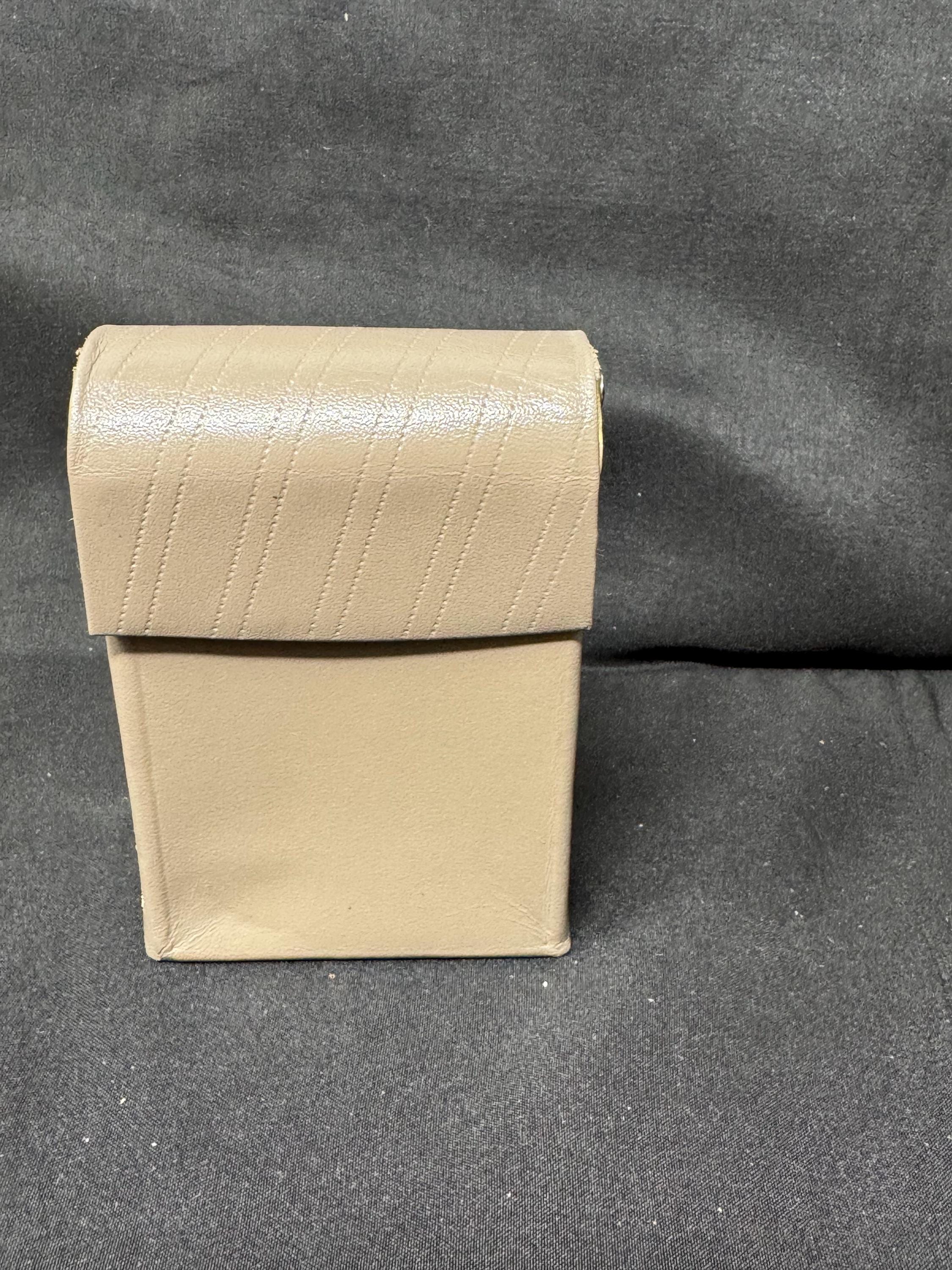 German Leather & Metal Cigarette Case Hard Shell with Hinges Original Kontrollschein 3