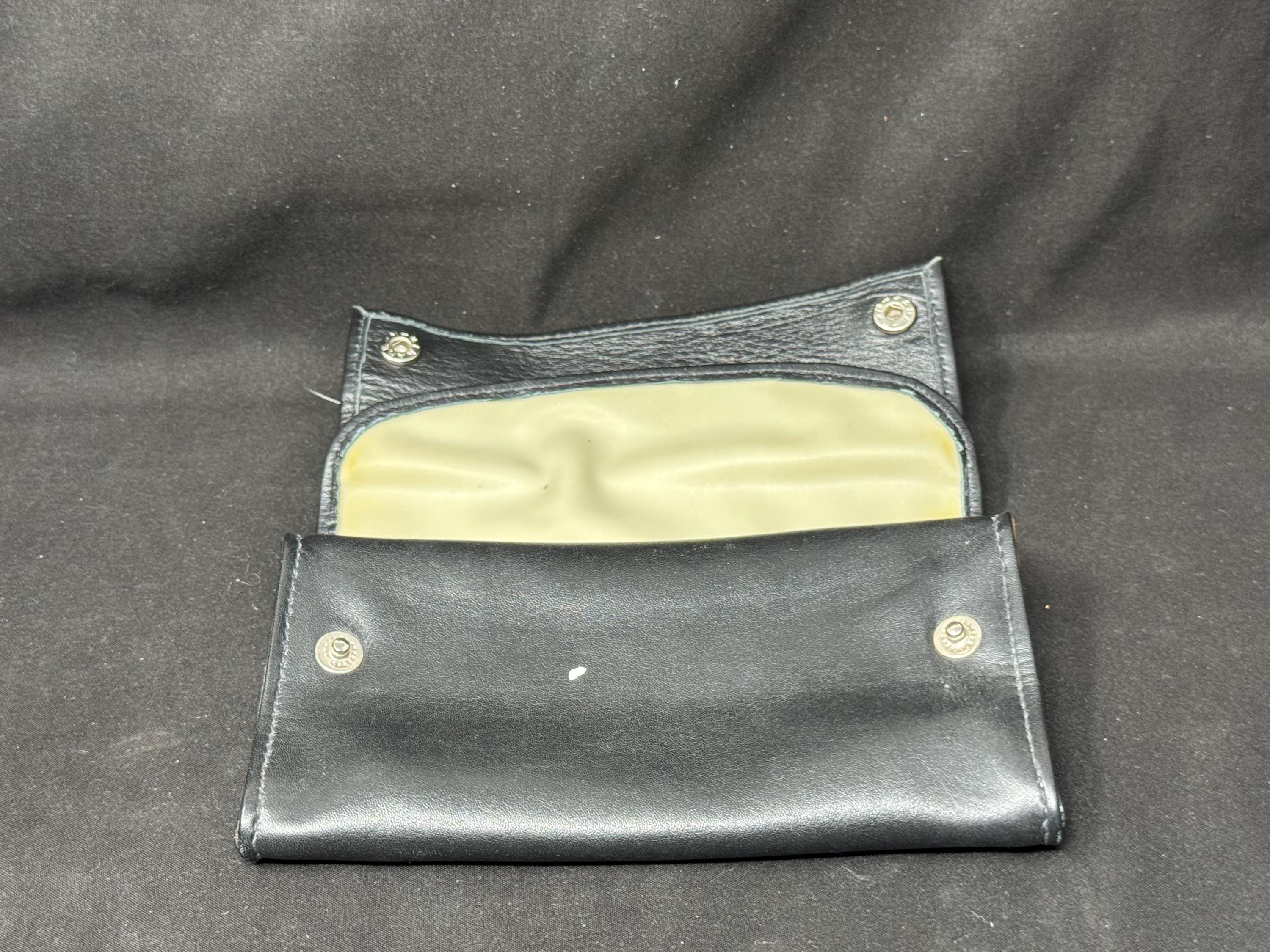 German Expandable Leather Tobacco Pouch Magic Box Medical Rubber Lined NOS 9