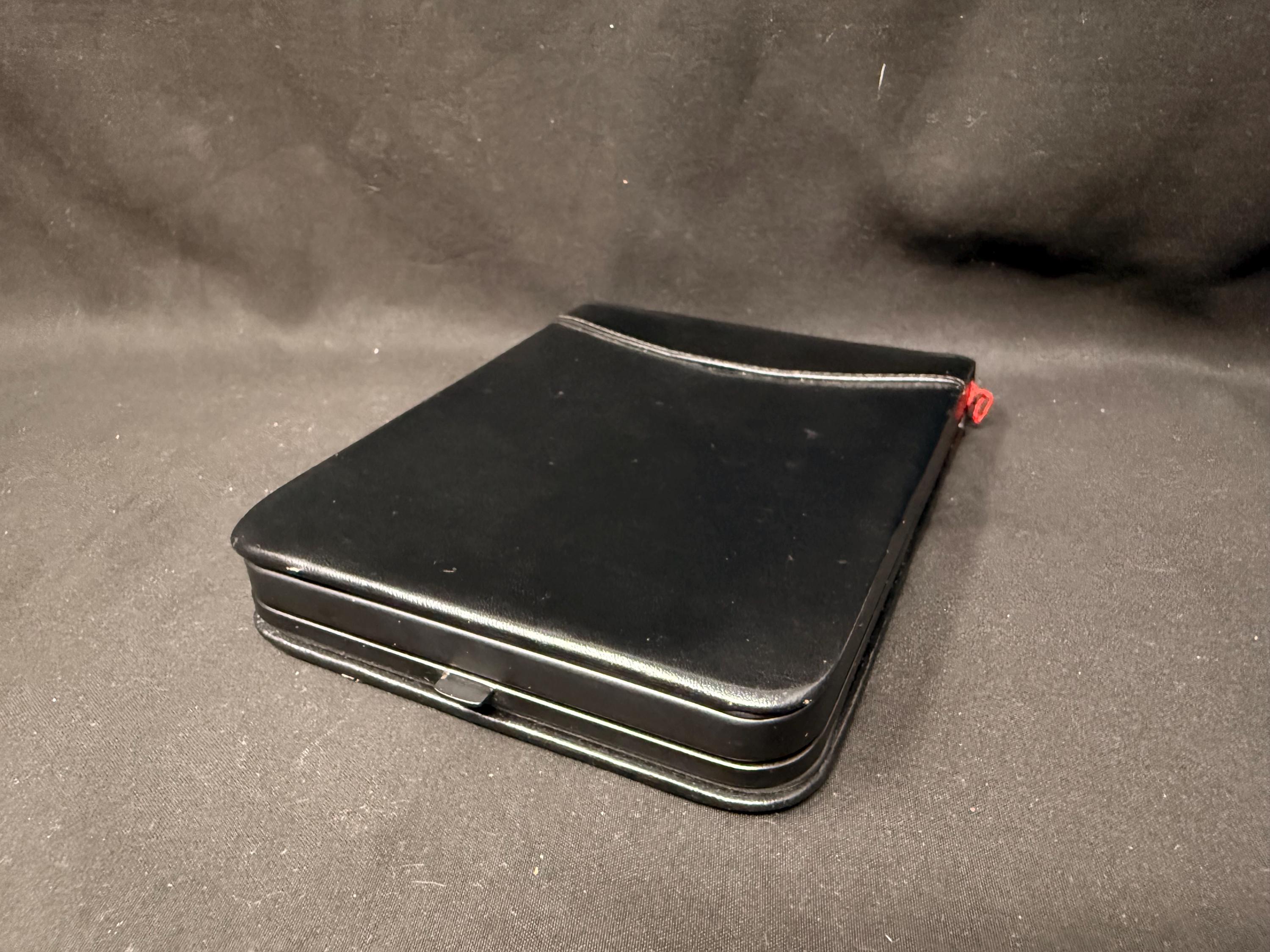 English Leather Cigar Case | 5-Slot | Black Metal Frame | New Old Stock 4