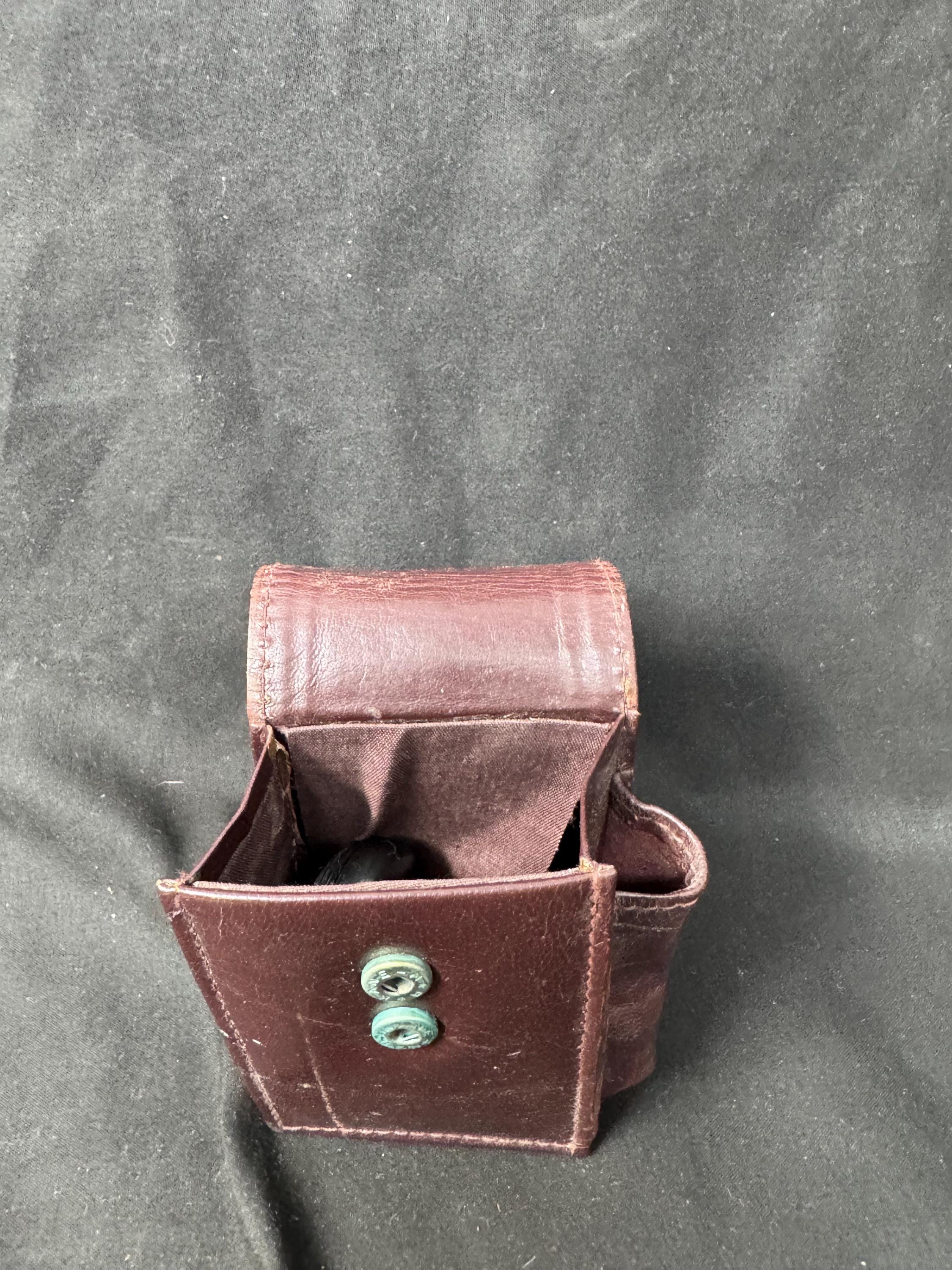 Vintage German Leather Cigarette Case with Lighter | Brass Star Detail | NOS 10