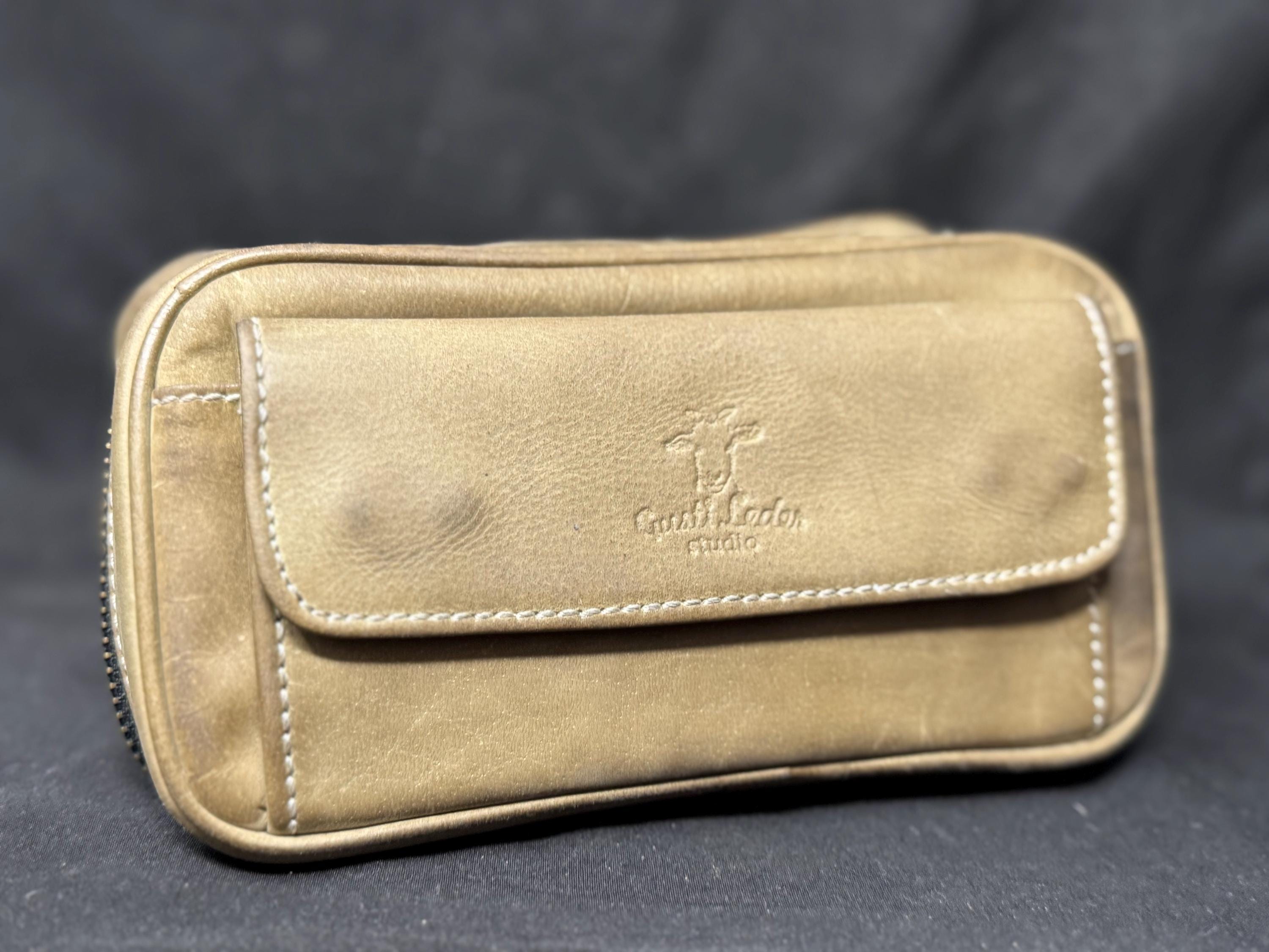 Vintage Leather Roll-Up Tobacco Pouch: 2 oz Capacity, Dual Pipe Storage 2