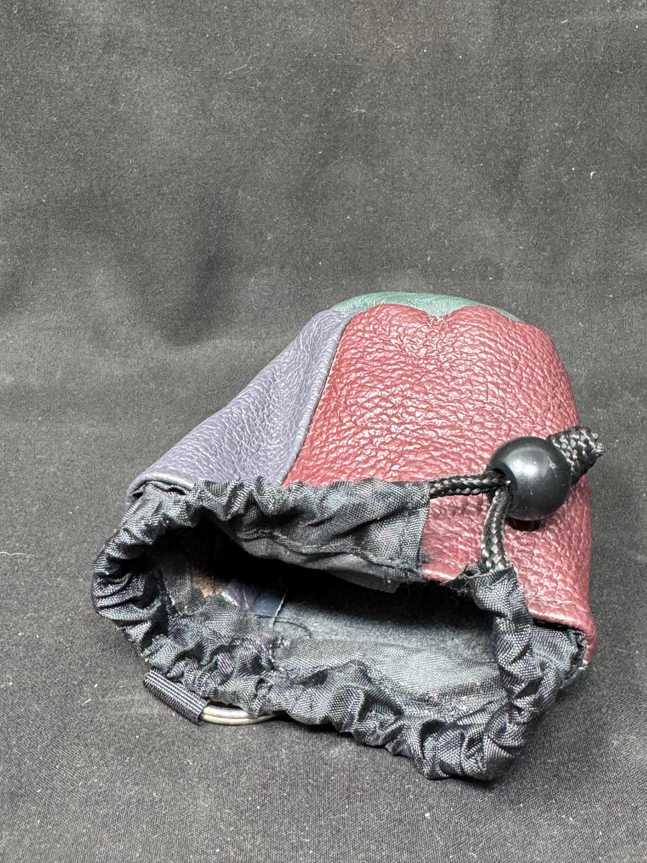 Antique-Style Multi-Color Leather Tobacco Pouch, Compact Travel Format c. 1920s-1950s 3