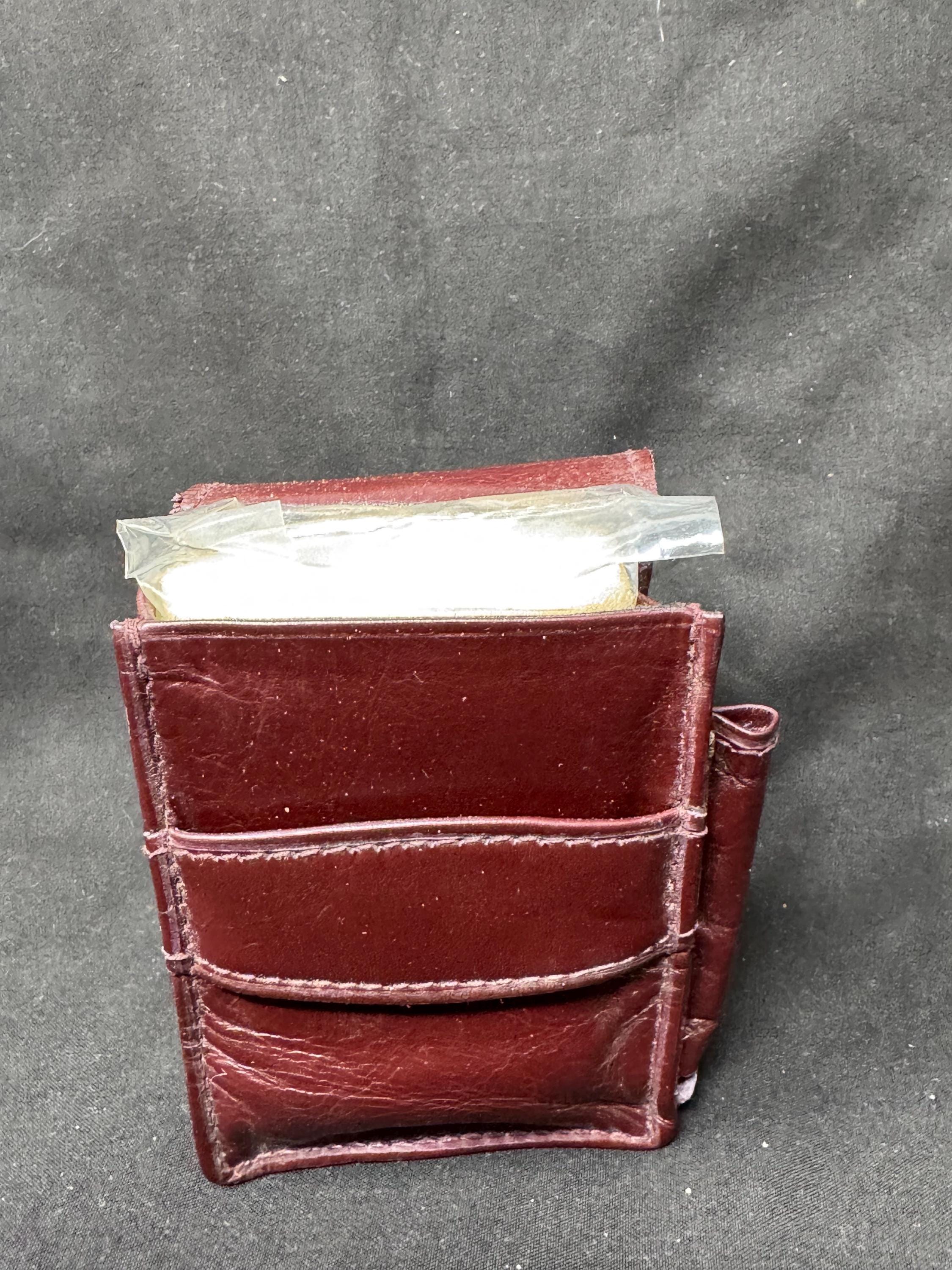 German Leather Cigarette & Lighter Case Set | Brass Star Detail | NOS 9