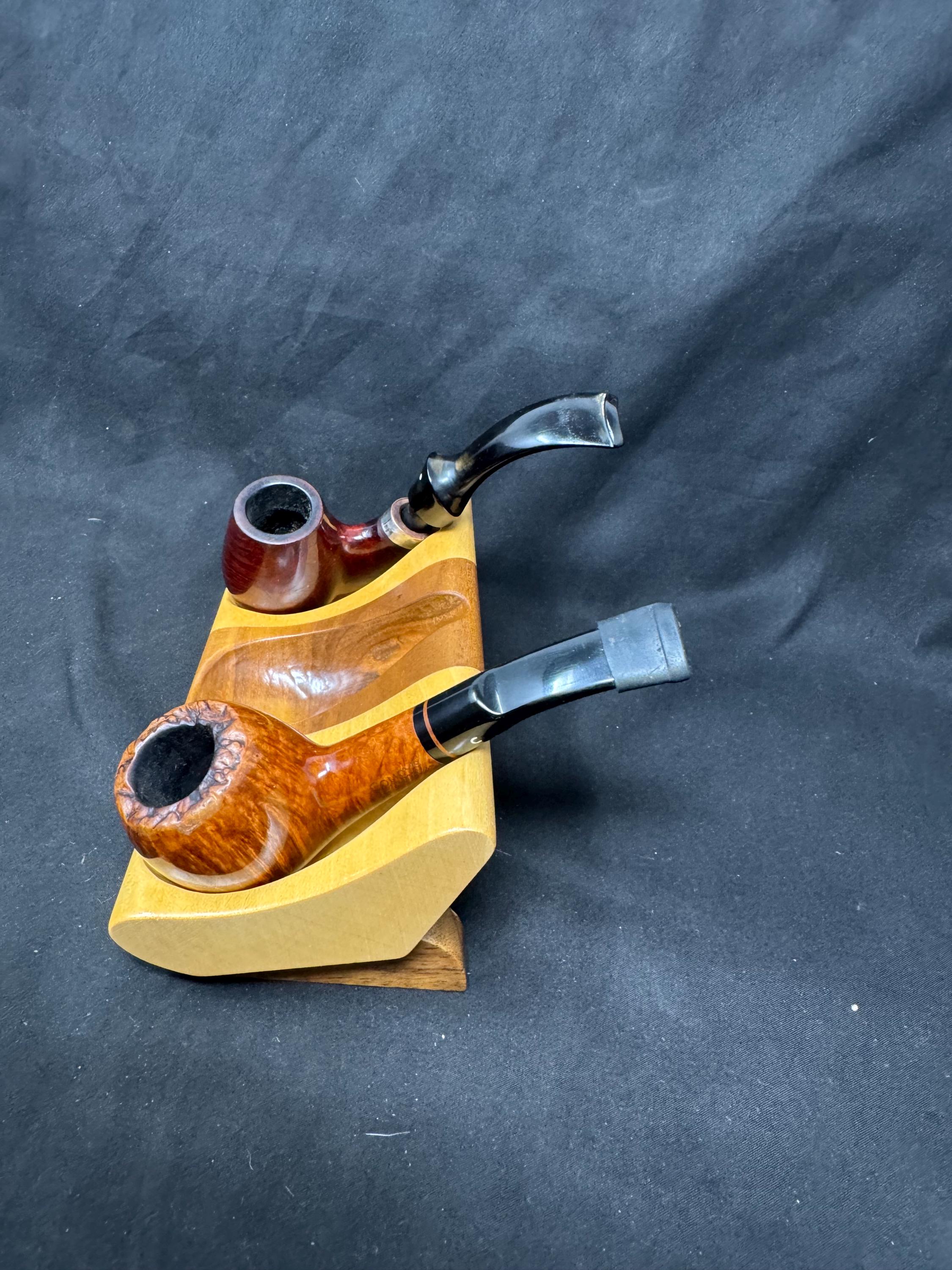 Arcadia S.N.C. Pesaro Mid-Century Modern Pipe Stand - Italian Carved Wood Trio Holder 7