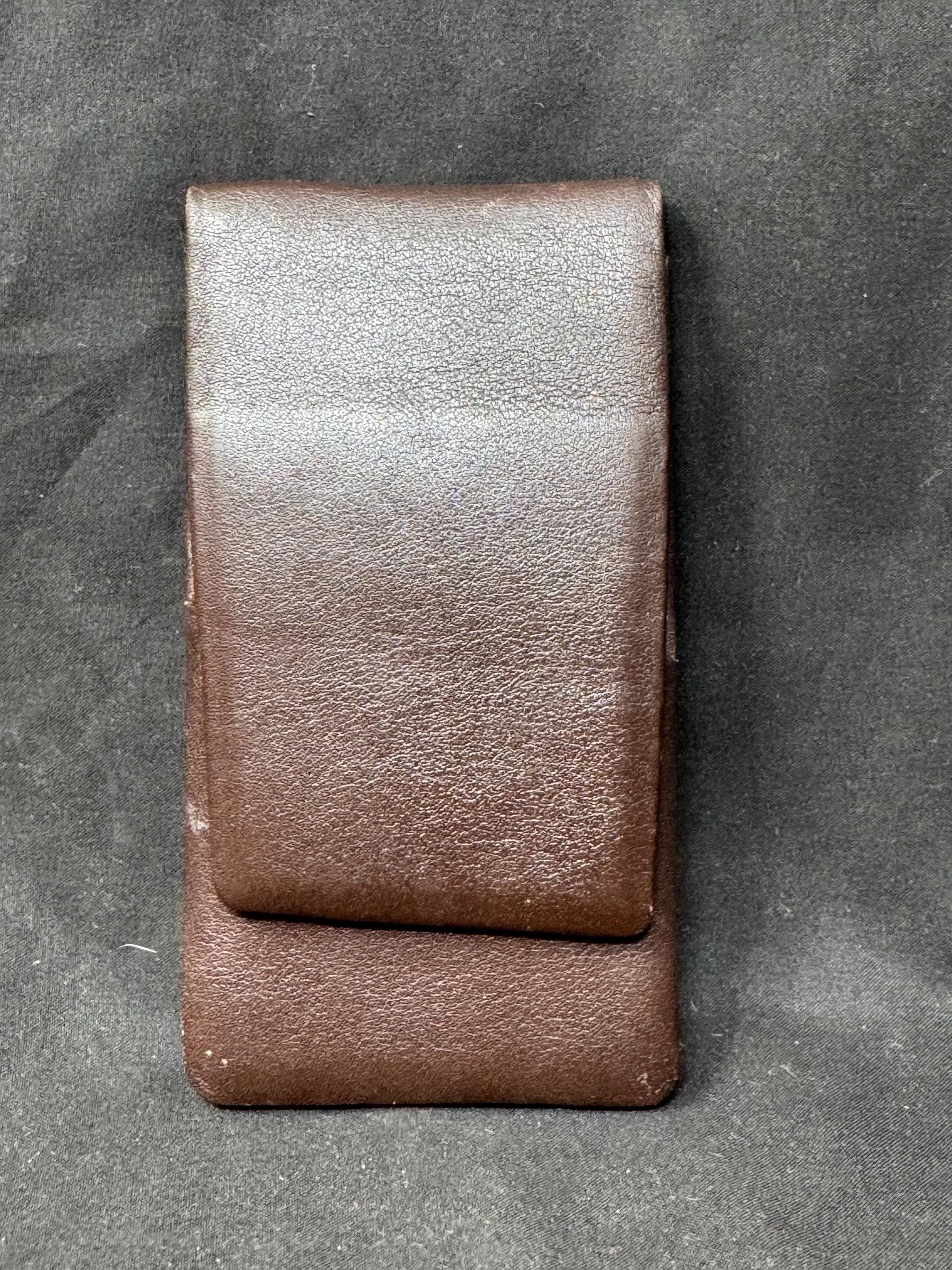 Vintage German Leather 3-Cigar Travel Case | Textured Light Coffee | Tabakgeschaft Estate 3