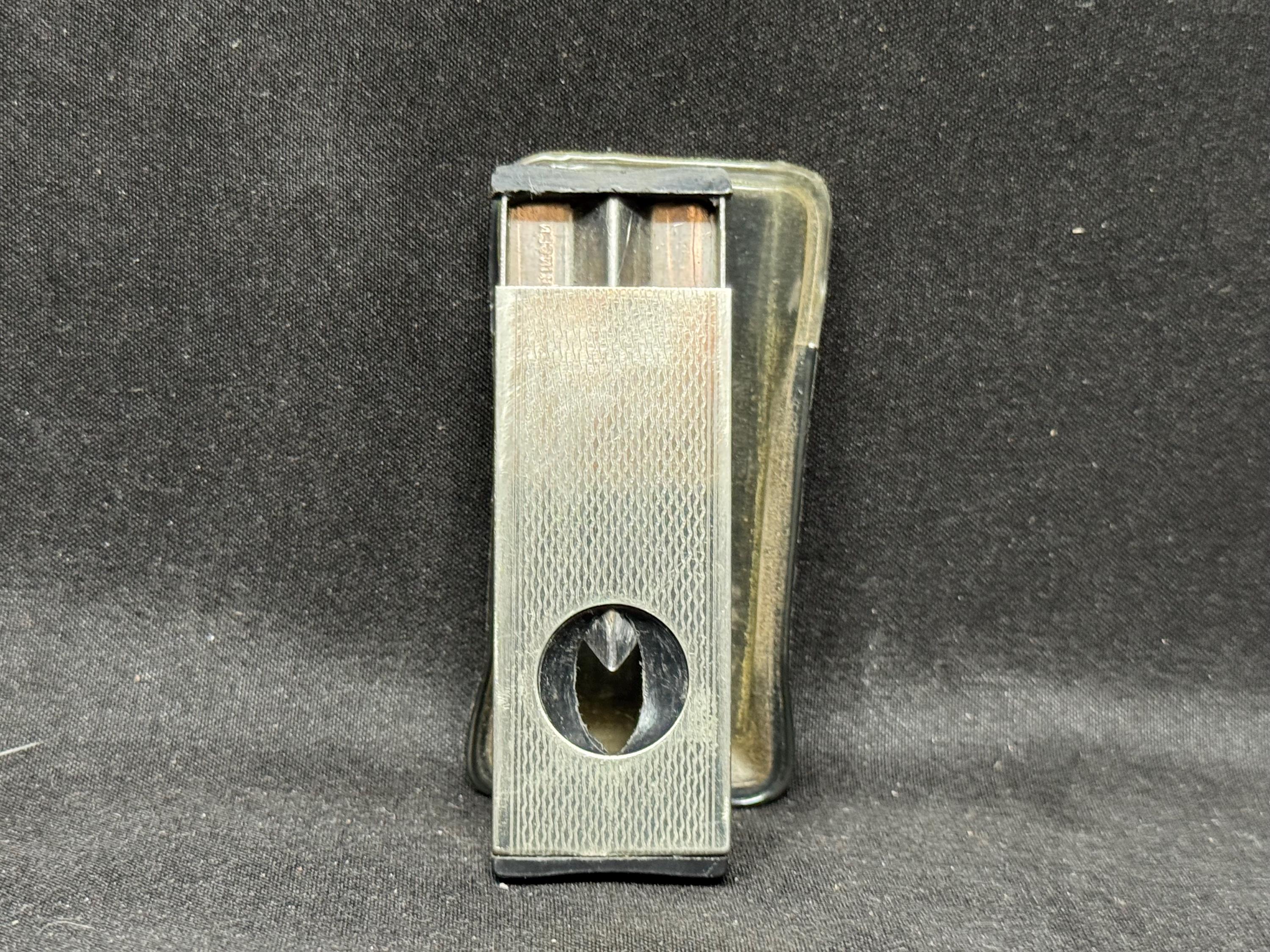Solingen Rostfrei Art Deco V-Cut Cigar Cutter, Engine-Turned, 1950s-60s 2