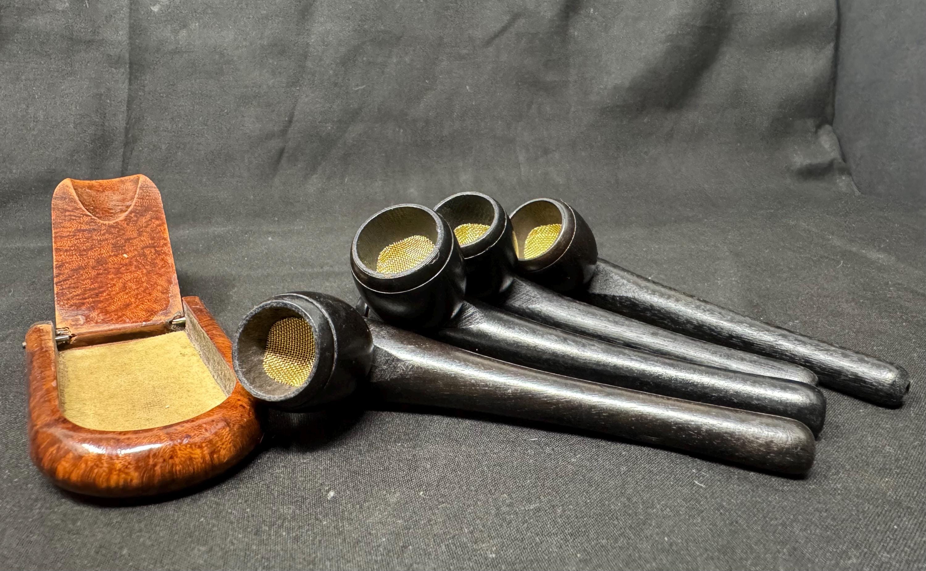 Ekoms Pipes Hand-Carved Exotic Wood Mini Pipe, 4.25 inches, Brass Screen 3