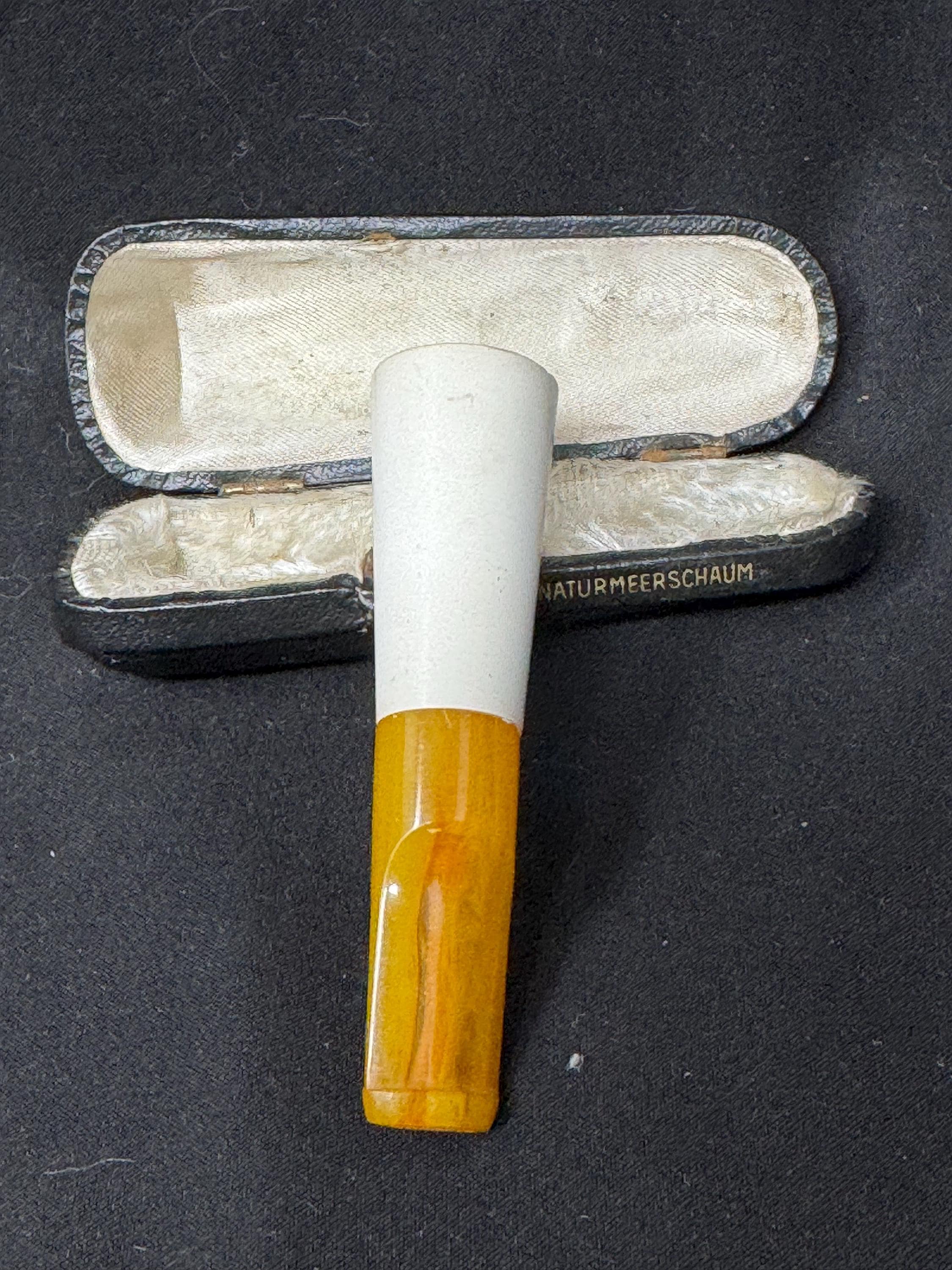 Smooth Meerschaum Cigar Holder - S. Yanik Style - with Antique Case. SKU-126 9