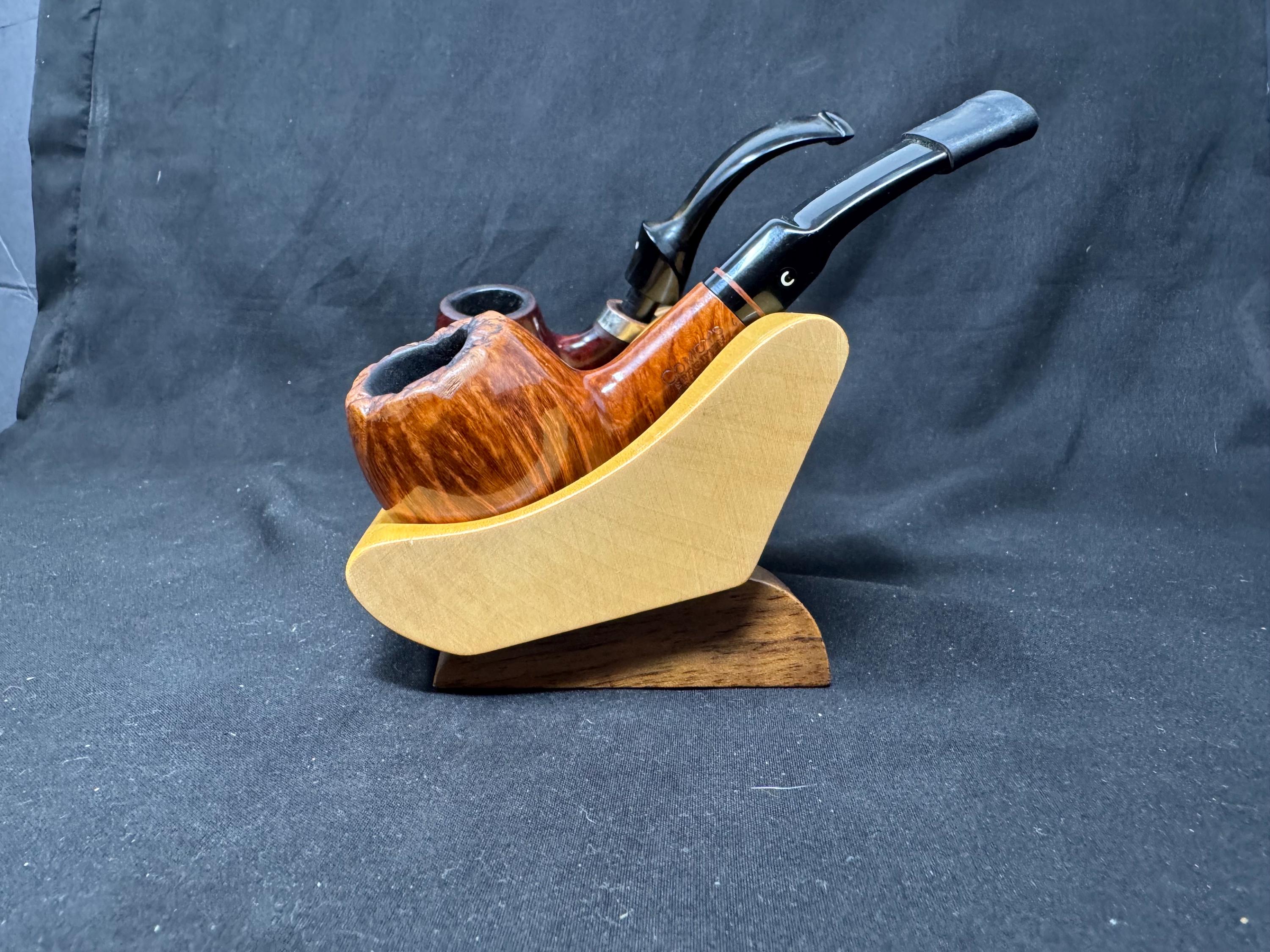 Arcadia S.N.C. Pesaro Mid-Century Modern Pipe Stand - Italian Carved Wood Trio Holder 6