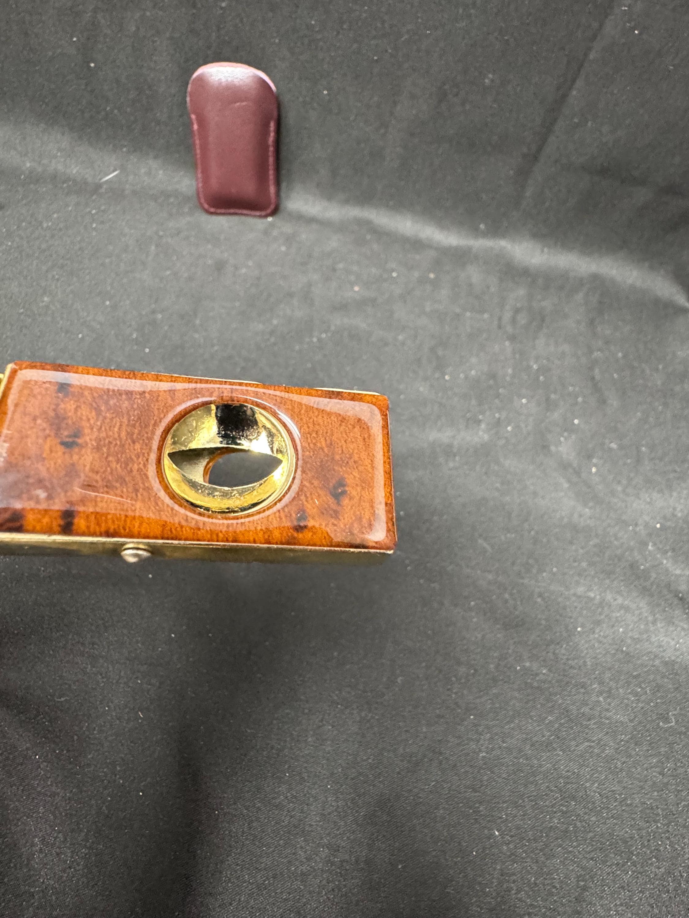 Vintage V-Cutter Cigar Cutter Push-Button Mechanism Marbleized Resin Brass 4