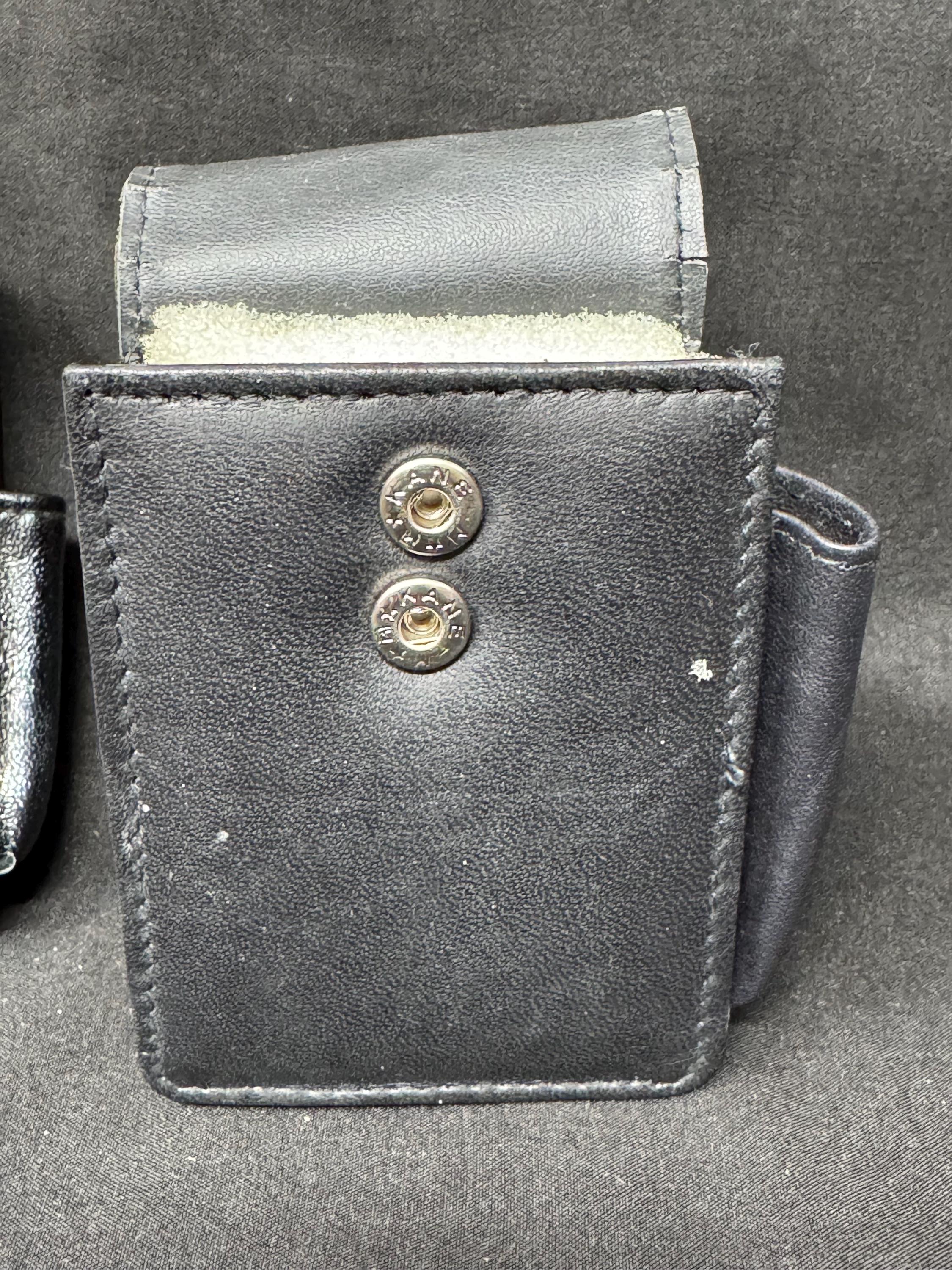 German Leather Cigarette Case with Brass Star and Lighter Pocket - NOS Mid-Century Tobacco Accessory 2