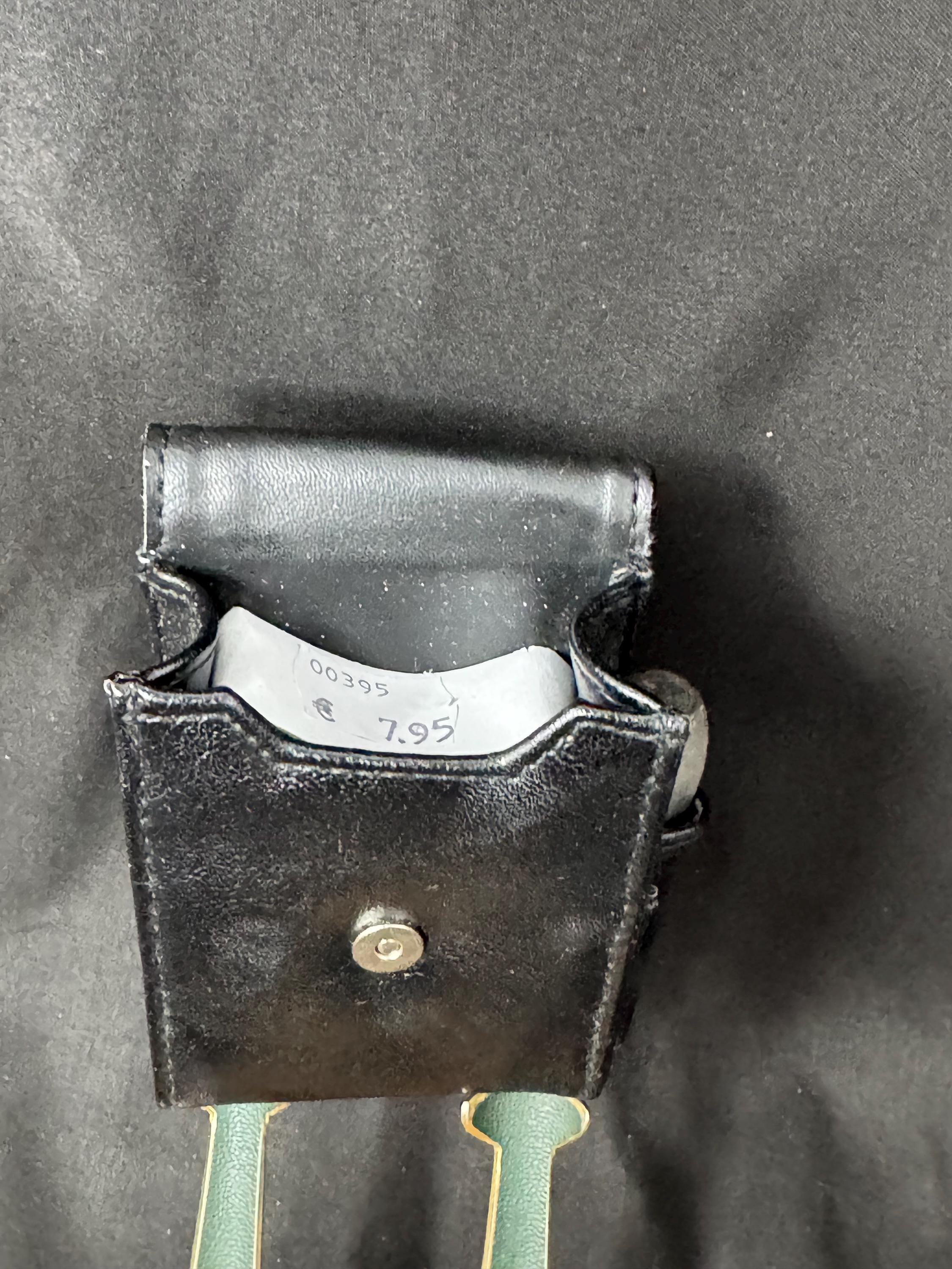 Vintage German Leather Cigarette & Lighter Set | Compact 4in Case, Brass Star Detail 8