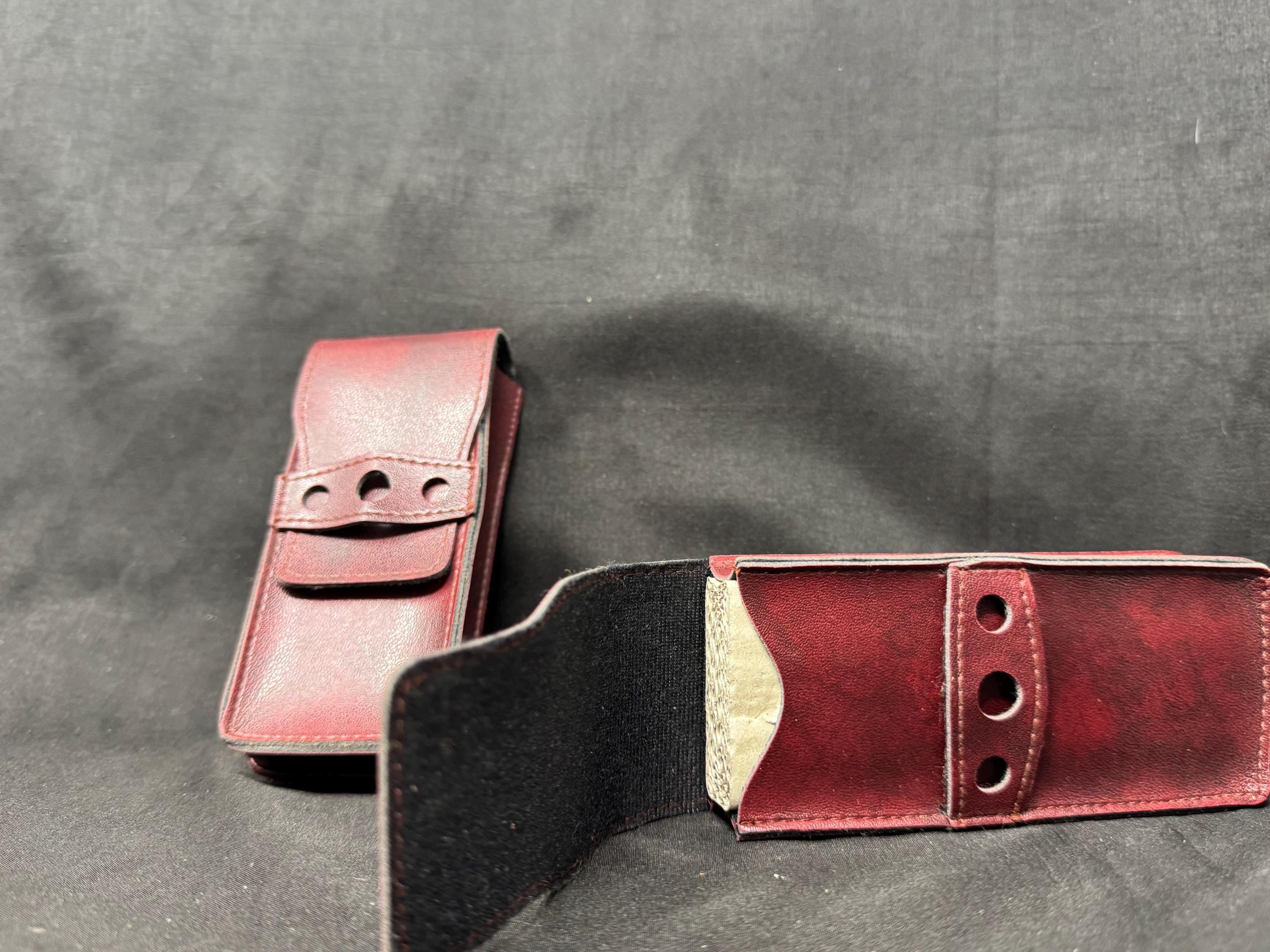 German Rigid Leather Pocket Case - Mid-Century Fixed-Strap Closure 6