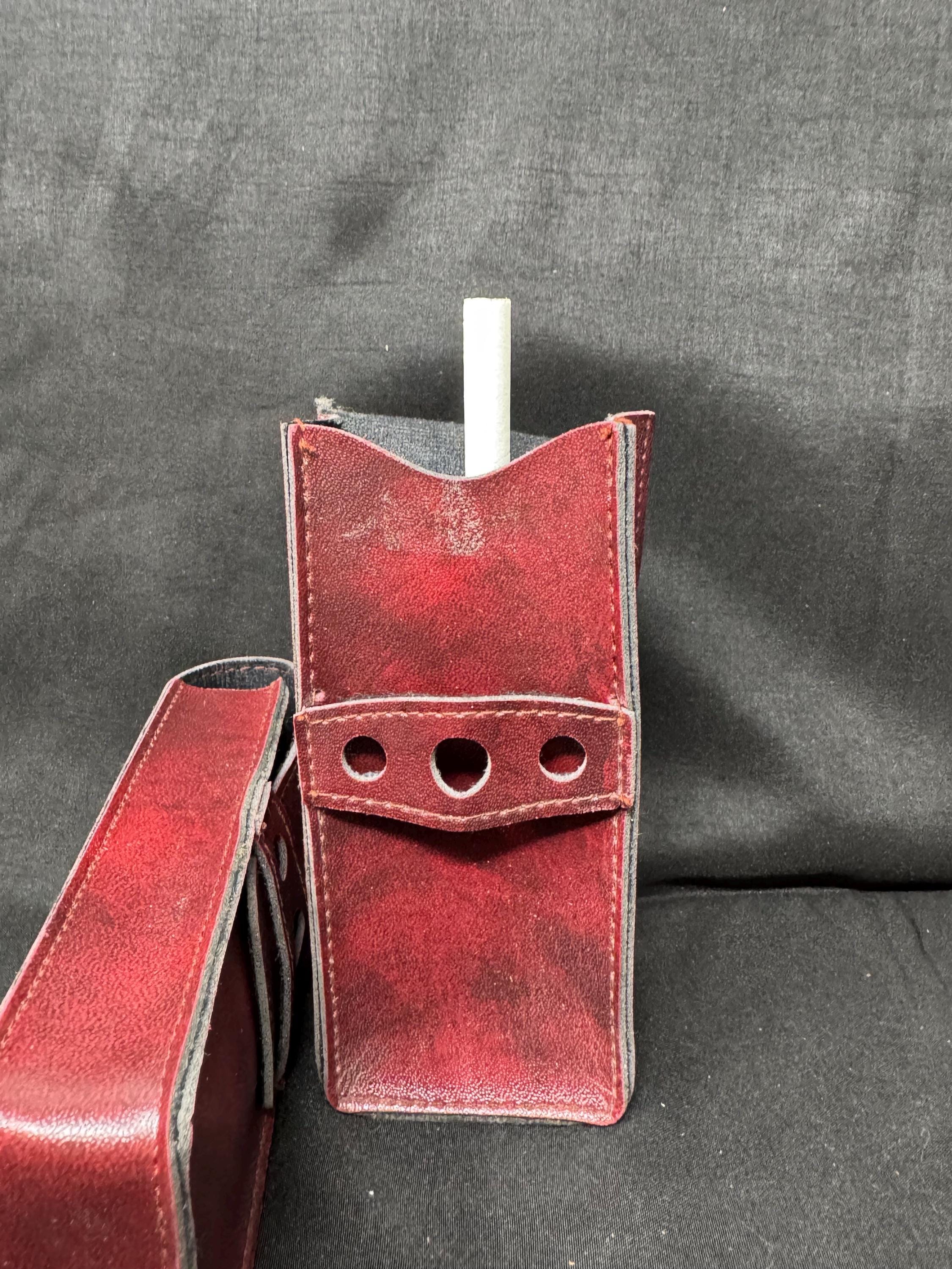German Rigid Leather Pocket Case - Mid-Century Fixed-Strap Closure 9