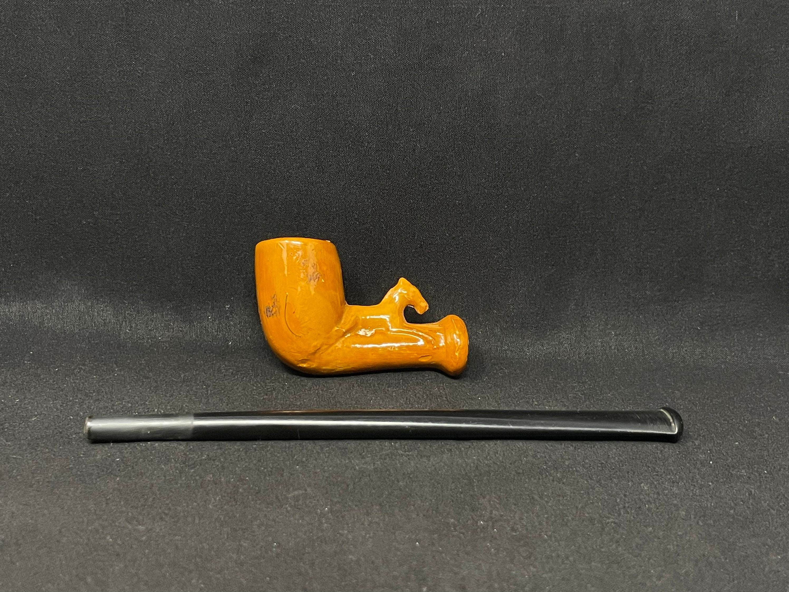 French Ceramic Mini Churchwarden Straight Billiard, Vulcanite Stem, Unsmoked 5
