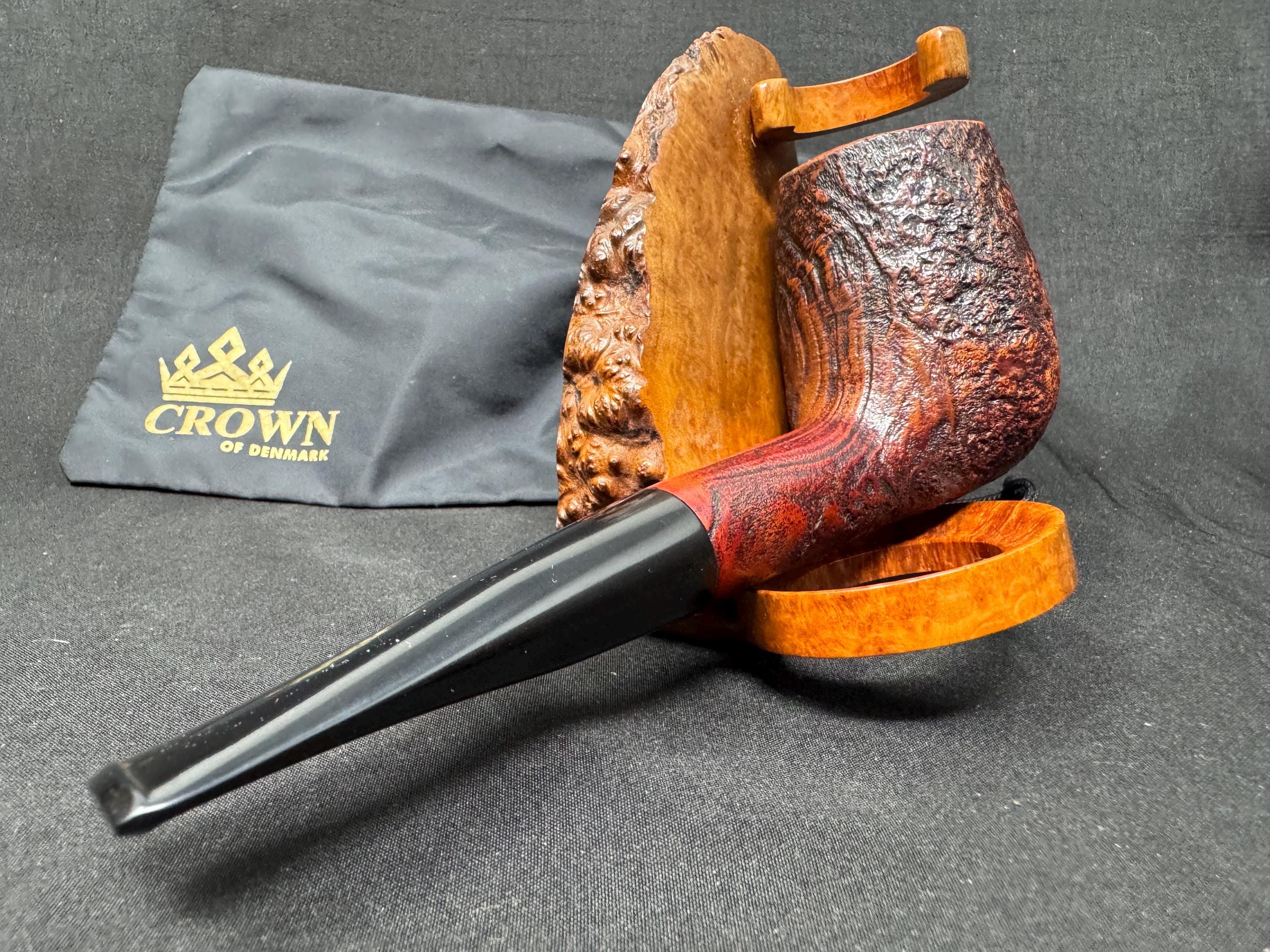 Rare W.Ø. Larsen Handmade Super Black Sandblasted Straight Billiard (Shape 40) – Large Chubby Shank, Danish Golden Era Estate Pipe.(SKU-264) 7