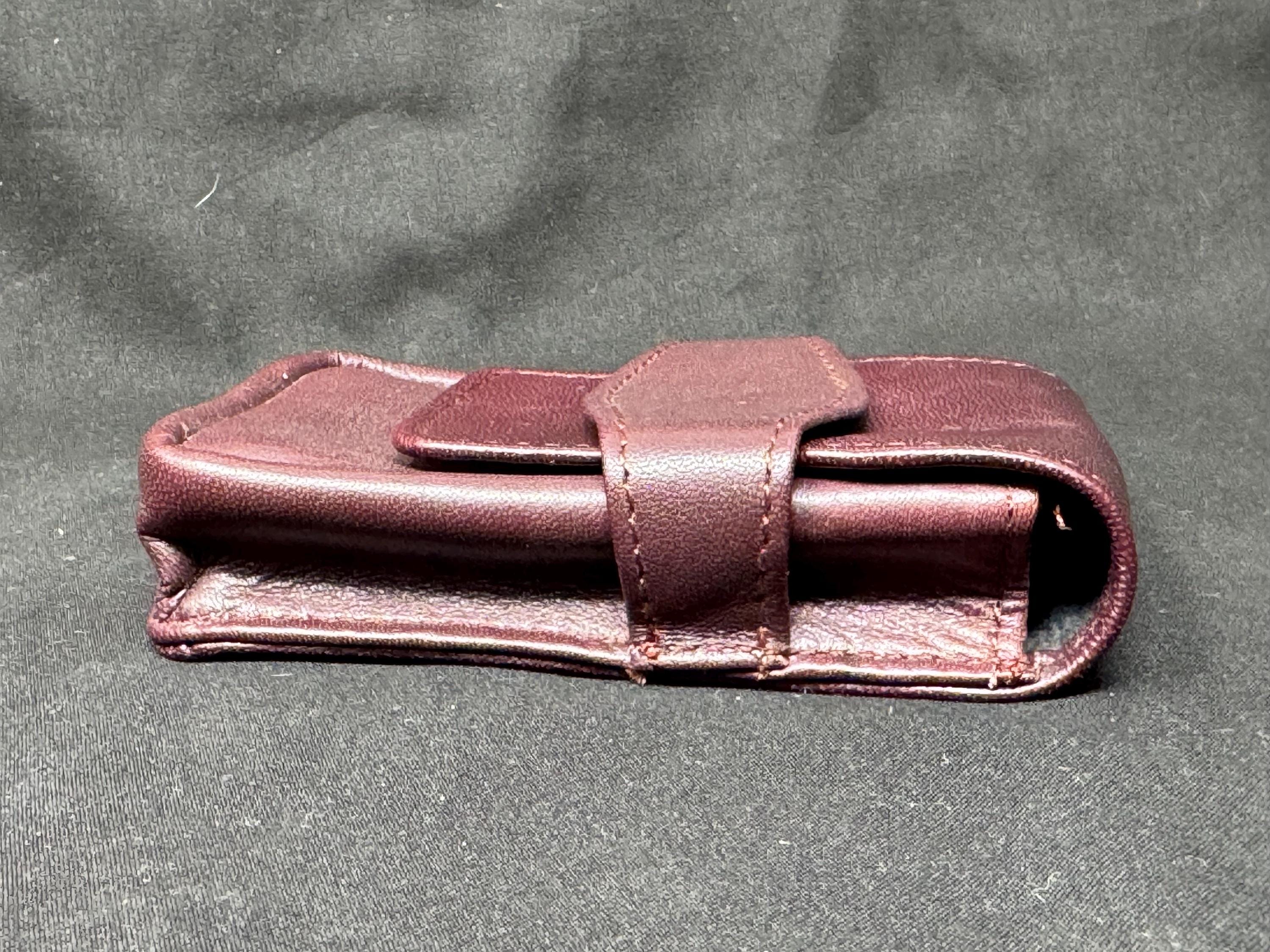 German Vintage Leather Cigarette Pack Holder - Natural Minimalist Strap Closure - NOS 6
