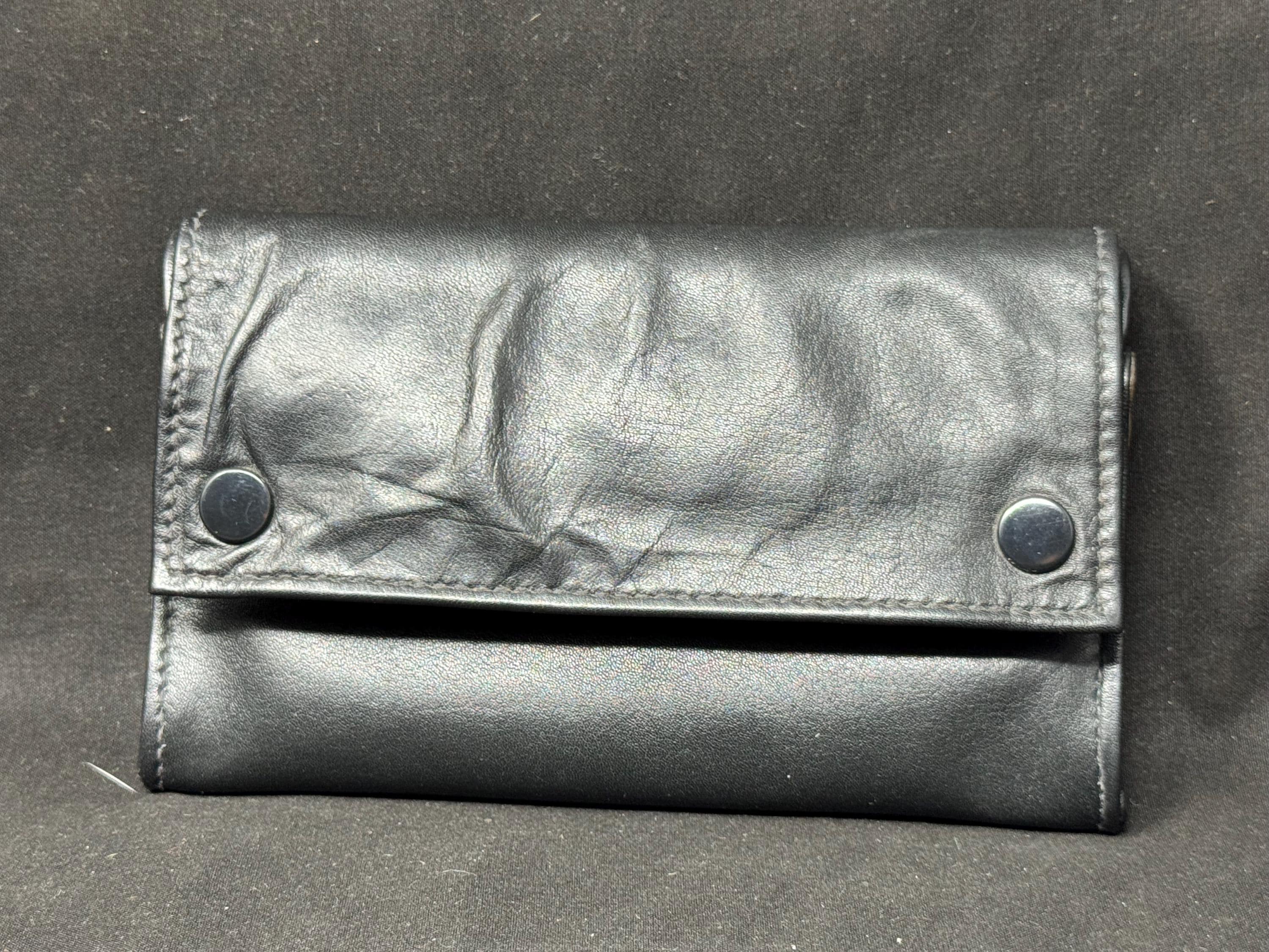 German Expandable Leather Tobacco Pouch Magic Box Medical Rubber Lined NOS