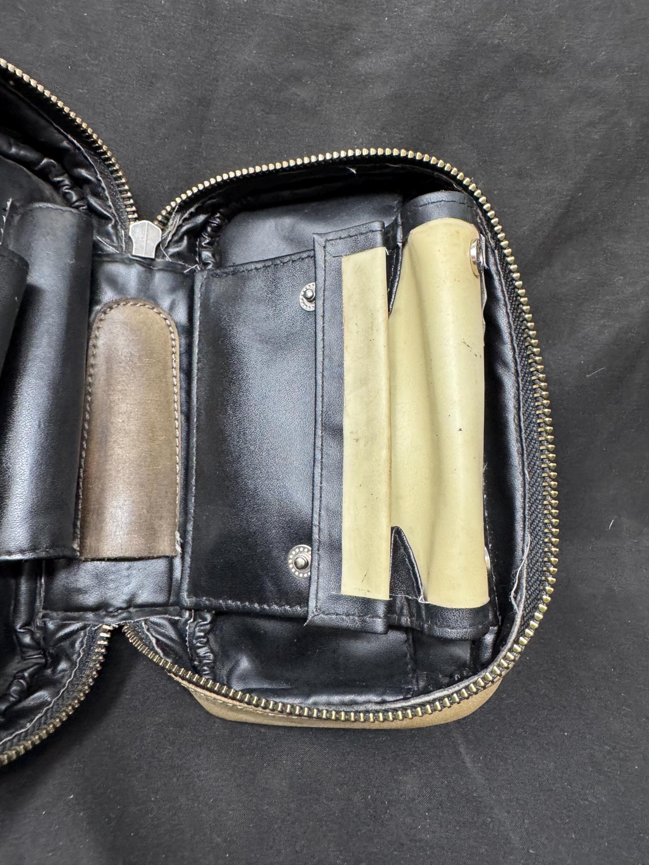 Vintage Leather Roll-Up Tobacco Pouch: 2 oz Capacity, Dual Pipe Storage 3