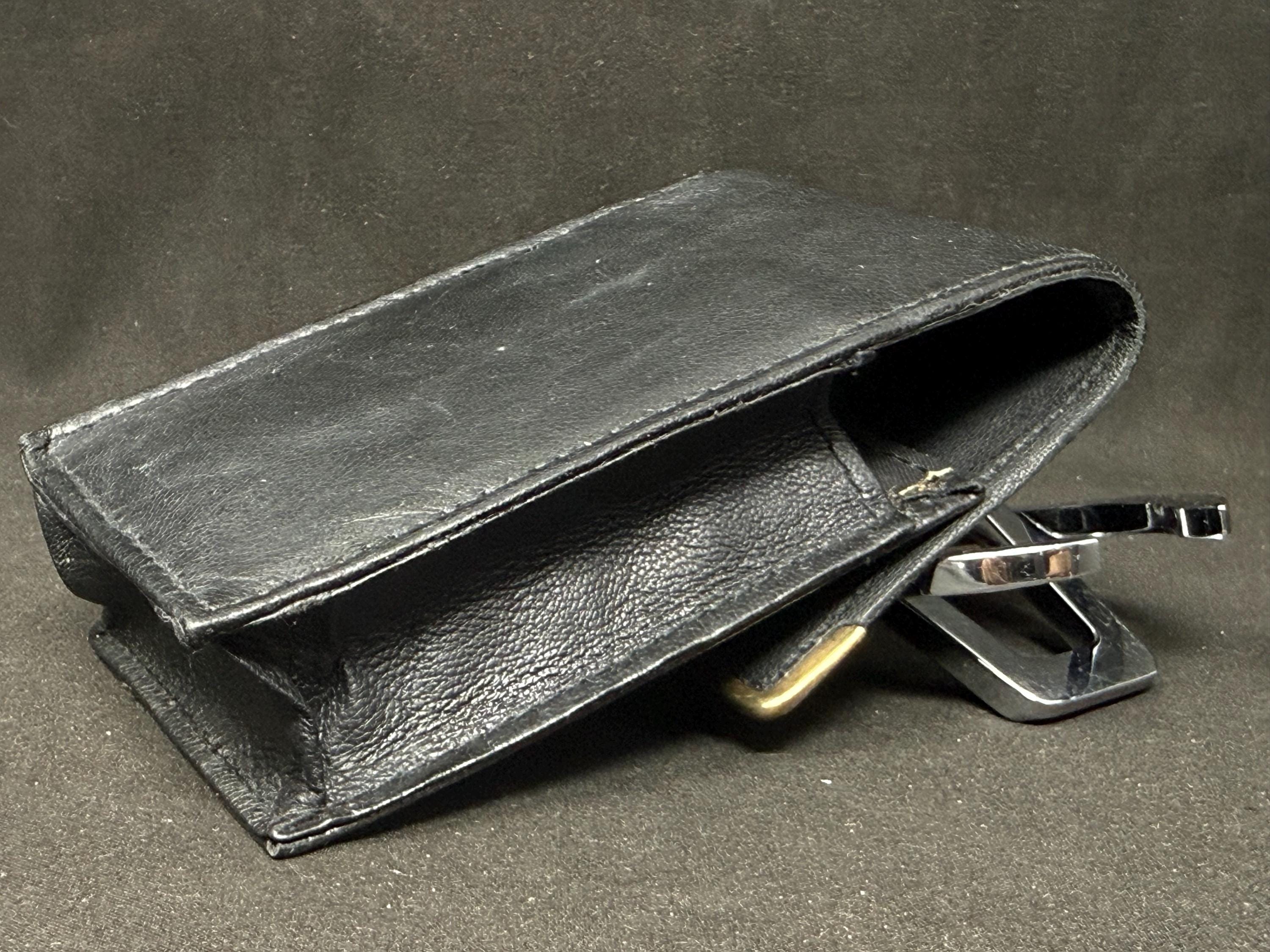 German Leather Cigarette & Lighter Case Set | Brass Star Detail | NOS 4