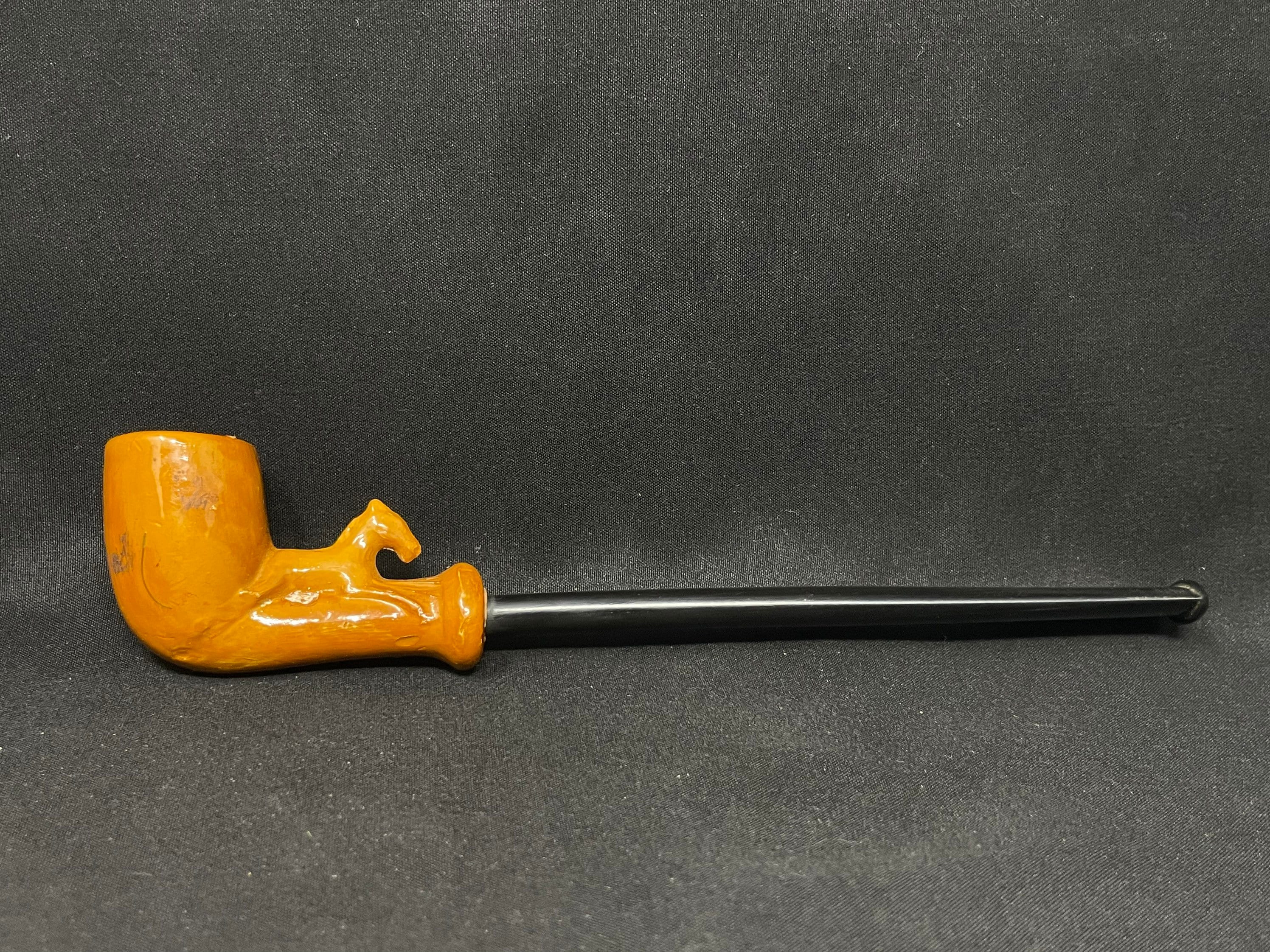 French Ceramic Mini Churchwarden Straight Billiard, Vulcanite Stem, Unsmoked