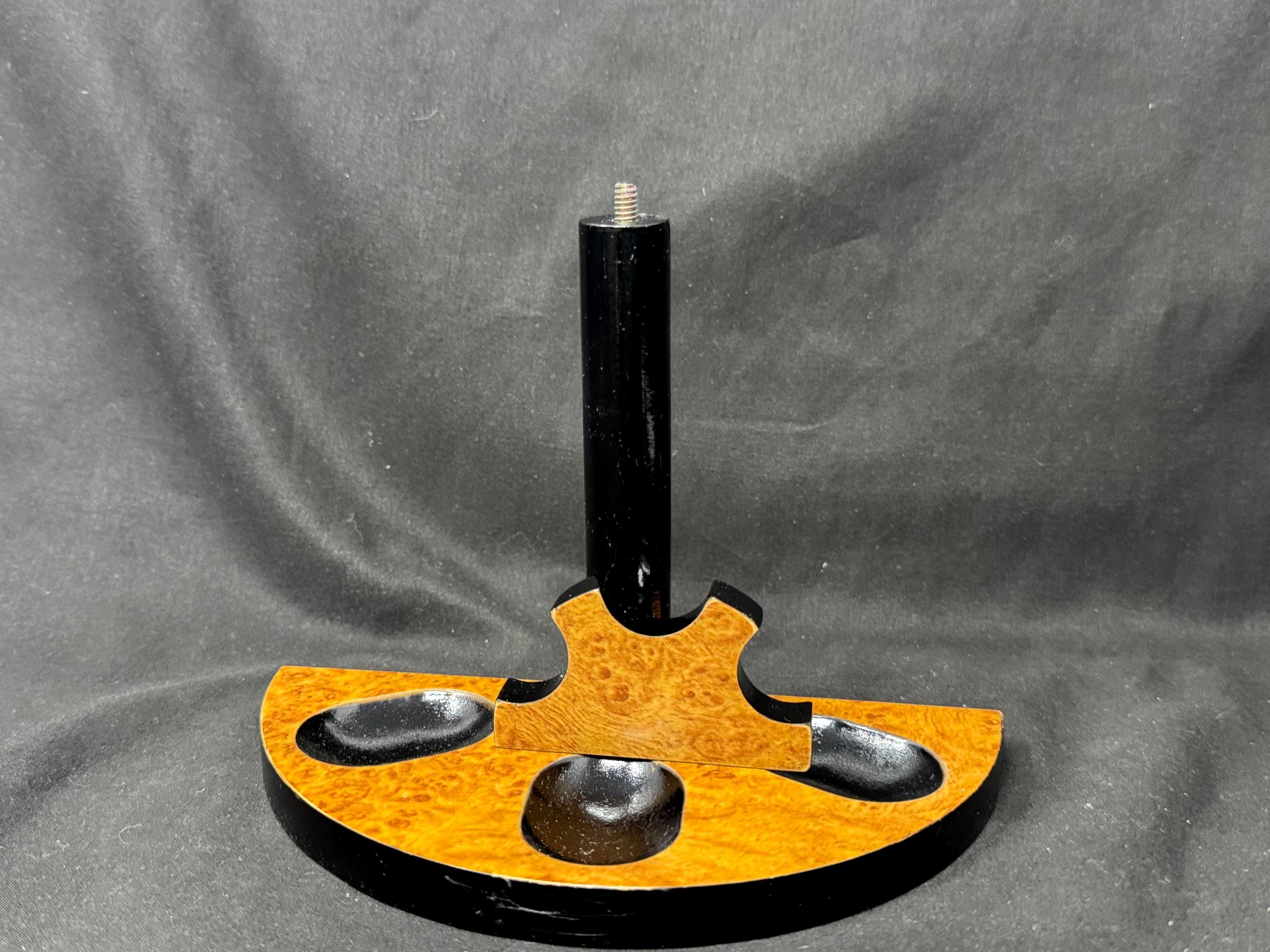 Mid-Century Modern Half-Moon 3-Pipe Display Stand | NOS Acrylic Wood-Effect Cabinet 5