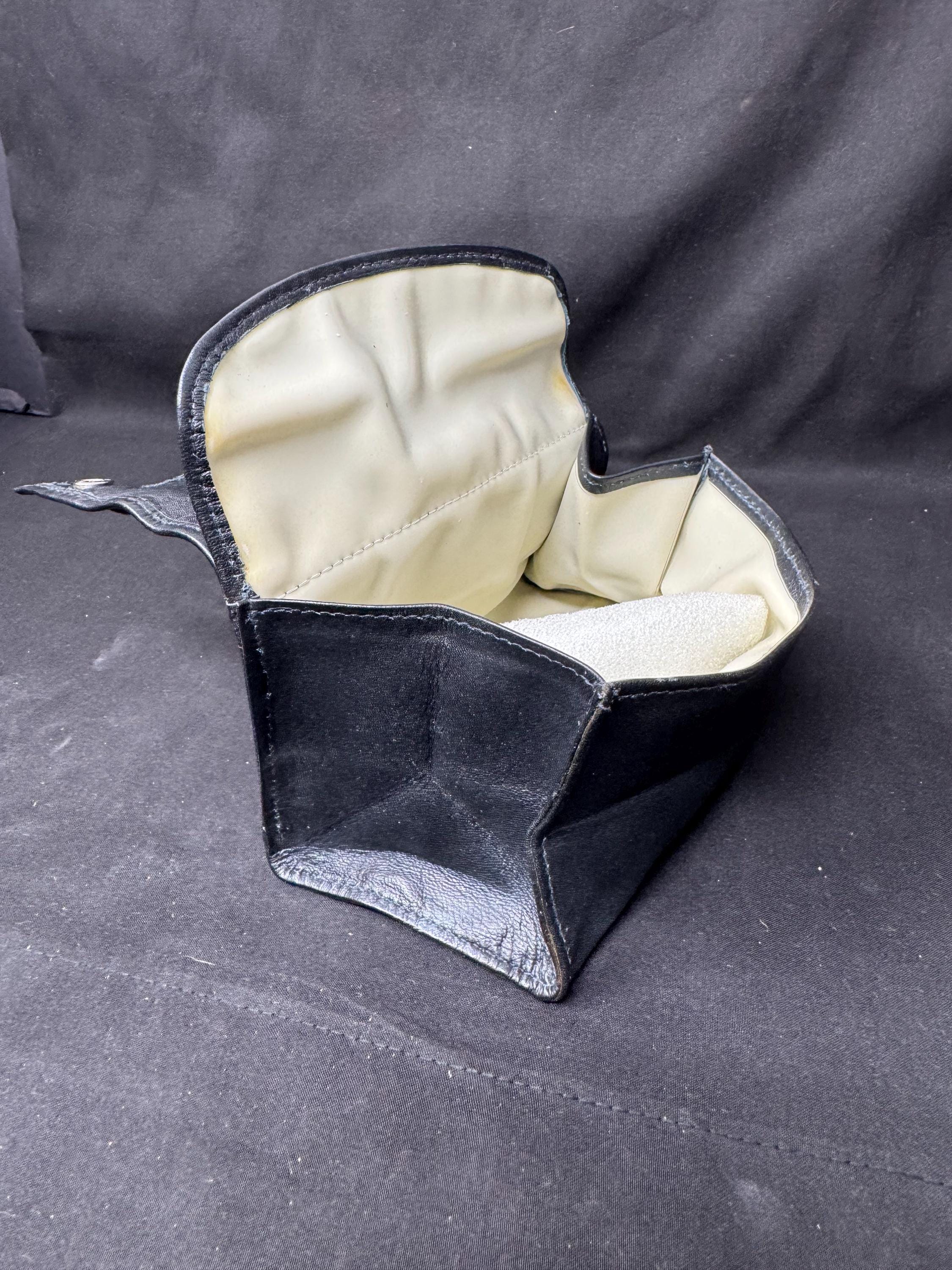 German Expandable Leather Tobacco Pouch Magic Box Medical Rubber Lined NOS 5
