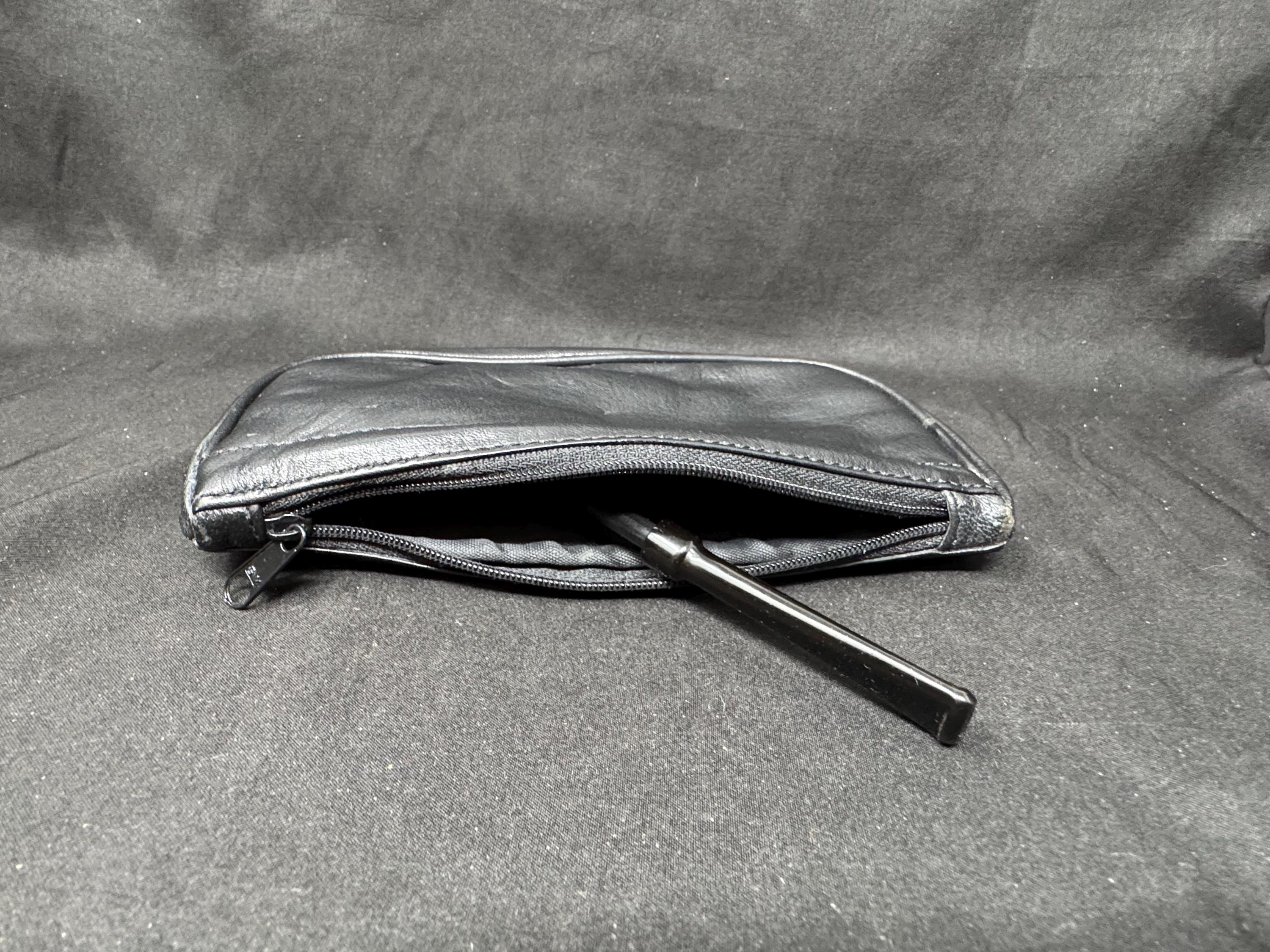 Vintage German Leather Minimalist Pouch - Slim Zippered Tobacco & EDC Case, Coffee 2