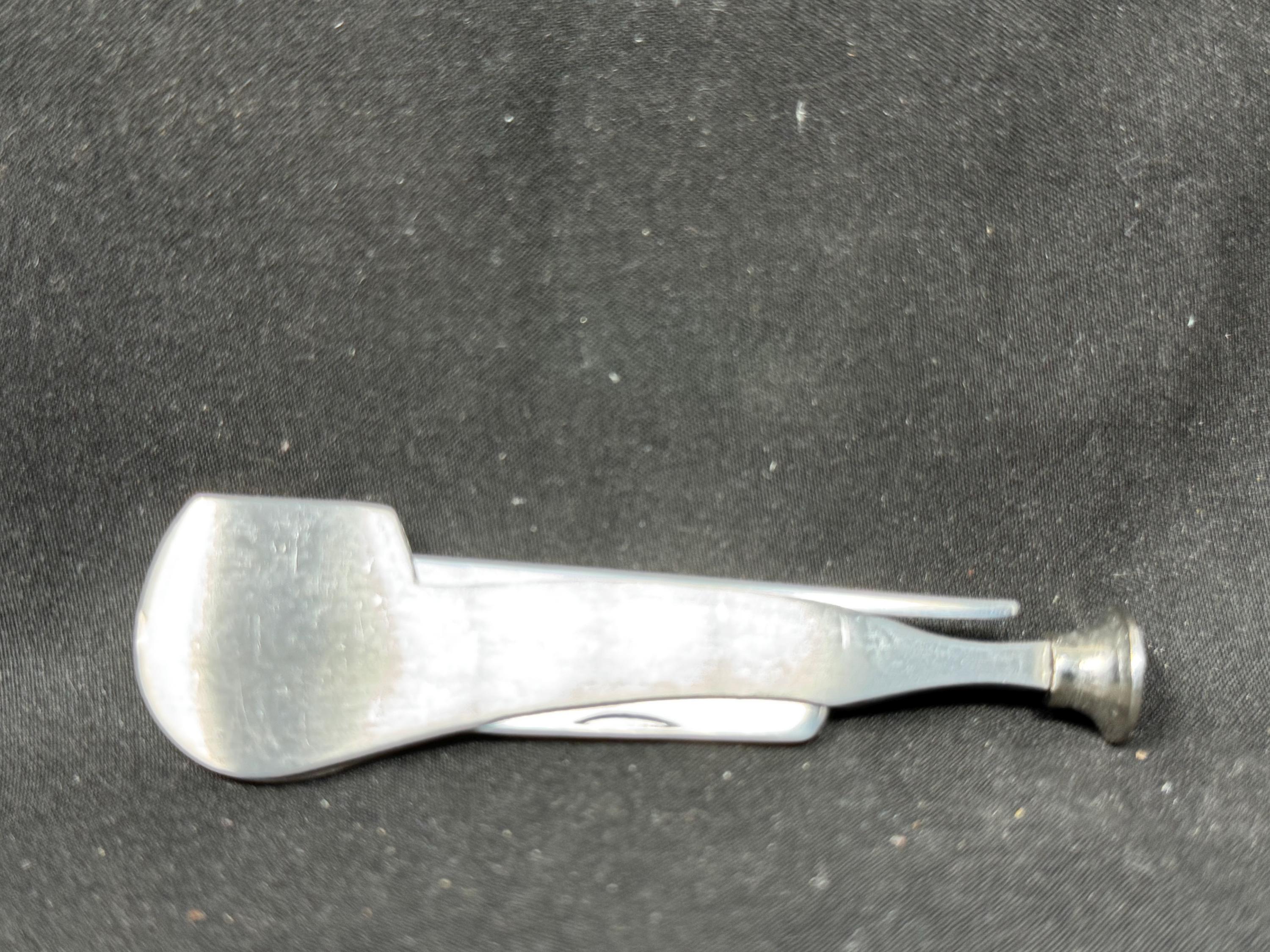 Antique Smoking PIPE TOOL c. 1900-1930 | Solid Stainless Steel Tamper, Reamer & Scraper | Pocket-Sized Collectible.SKU-302 2