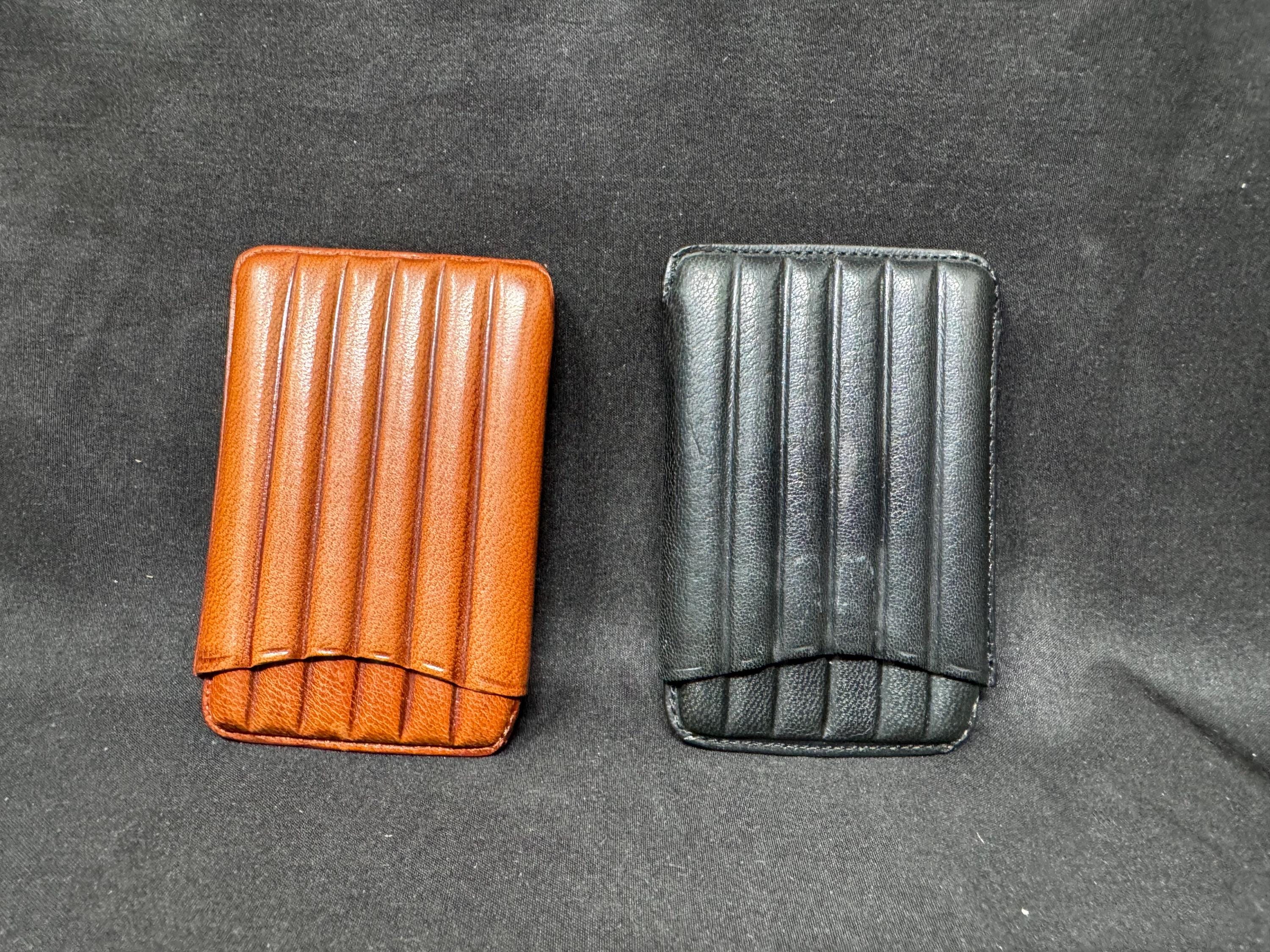 Spanish Hard Leather Cigar Travel Case, Modernist Design, circa 1960s-1980s 5