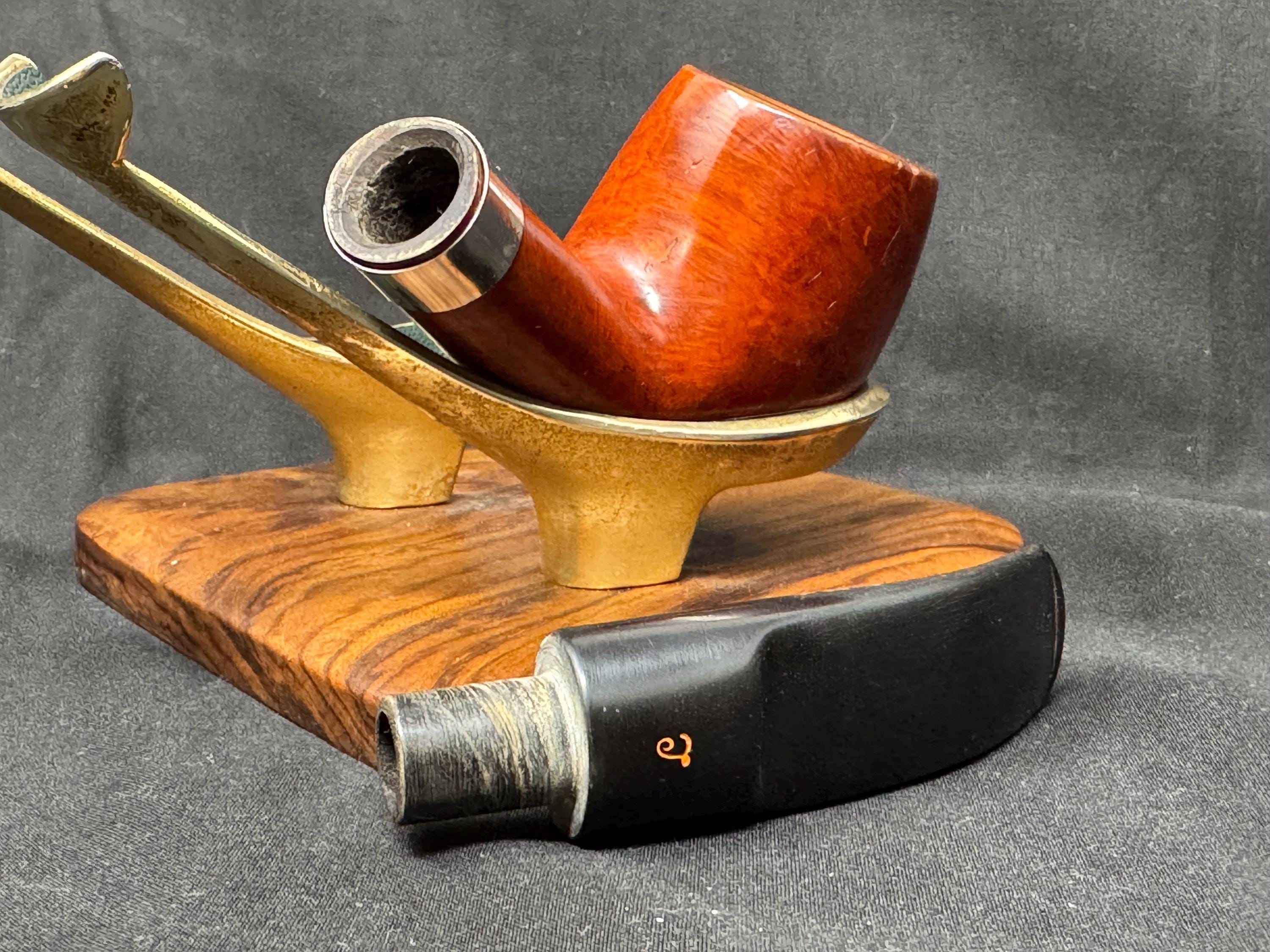 Lorenzo Prato 8737 Bent Billiard | Orange Smooth 9mm Filter Fishtail Metal Stem 5