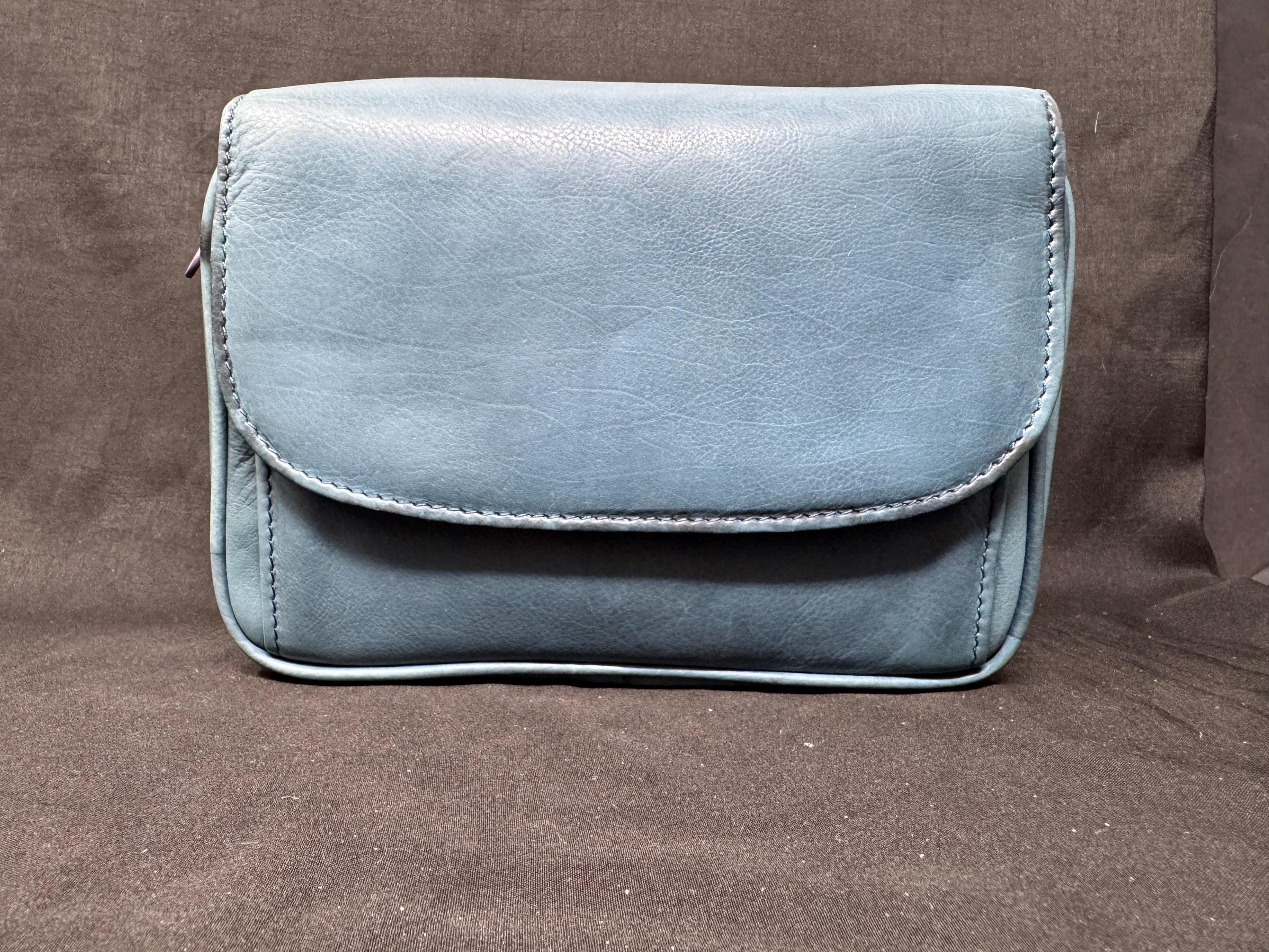German Blue Leather 4-Pipe Organizer Bag, 8x6x2 inches | Tobacco & Tool Storage Case 2
