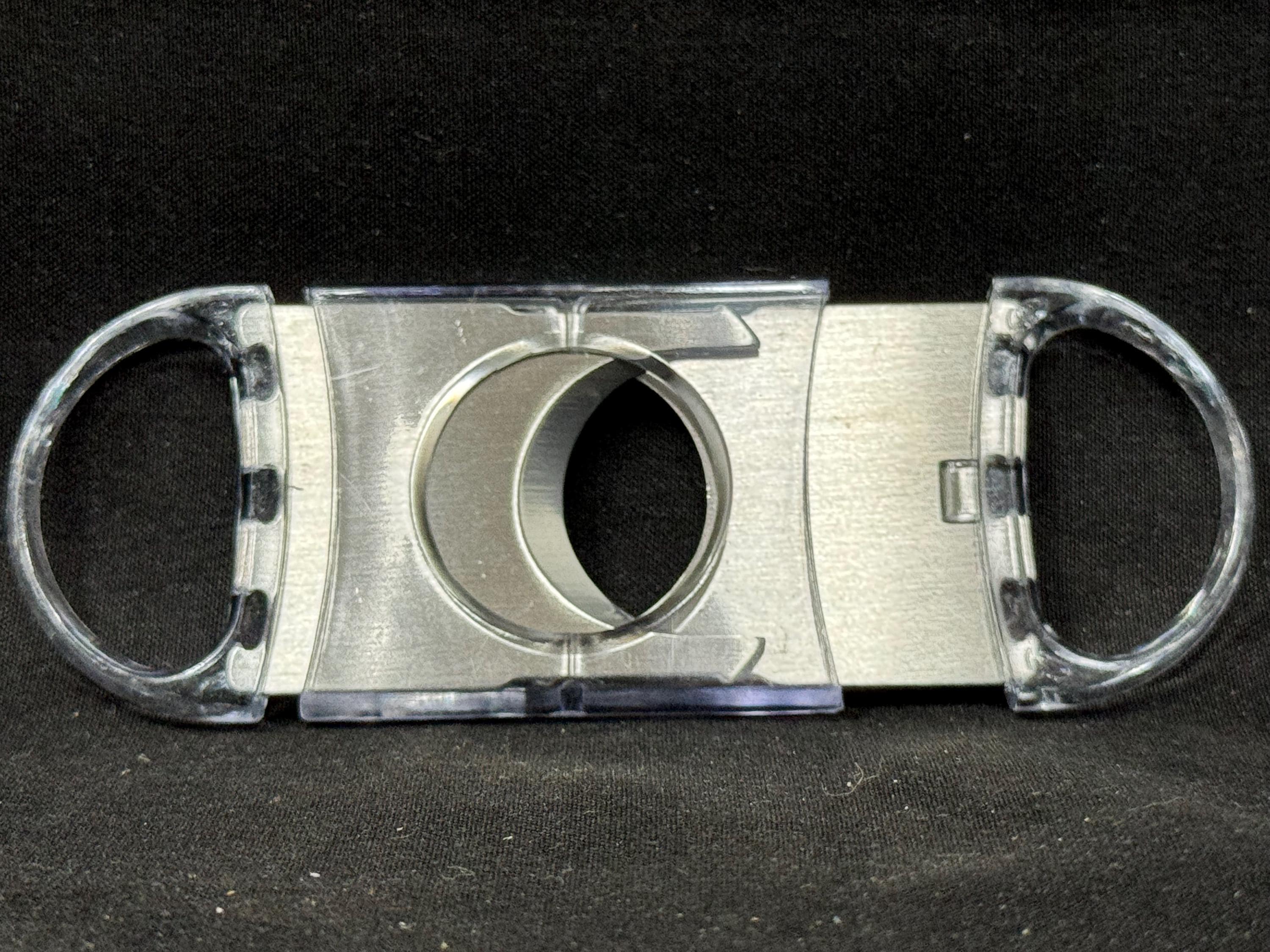 Mid-Century Blue Translucent Guillotine Cigar Cutter, 3 inches, circa 1950s-60s 2