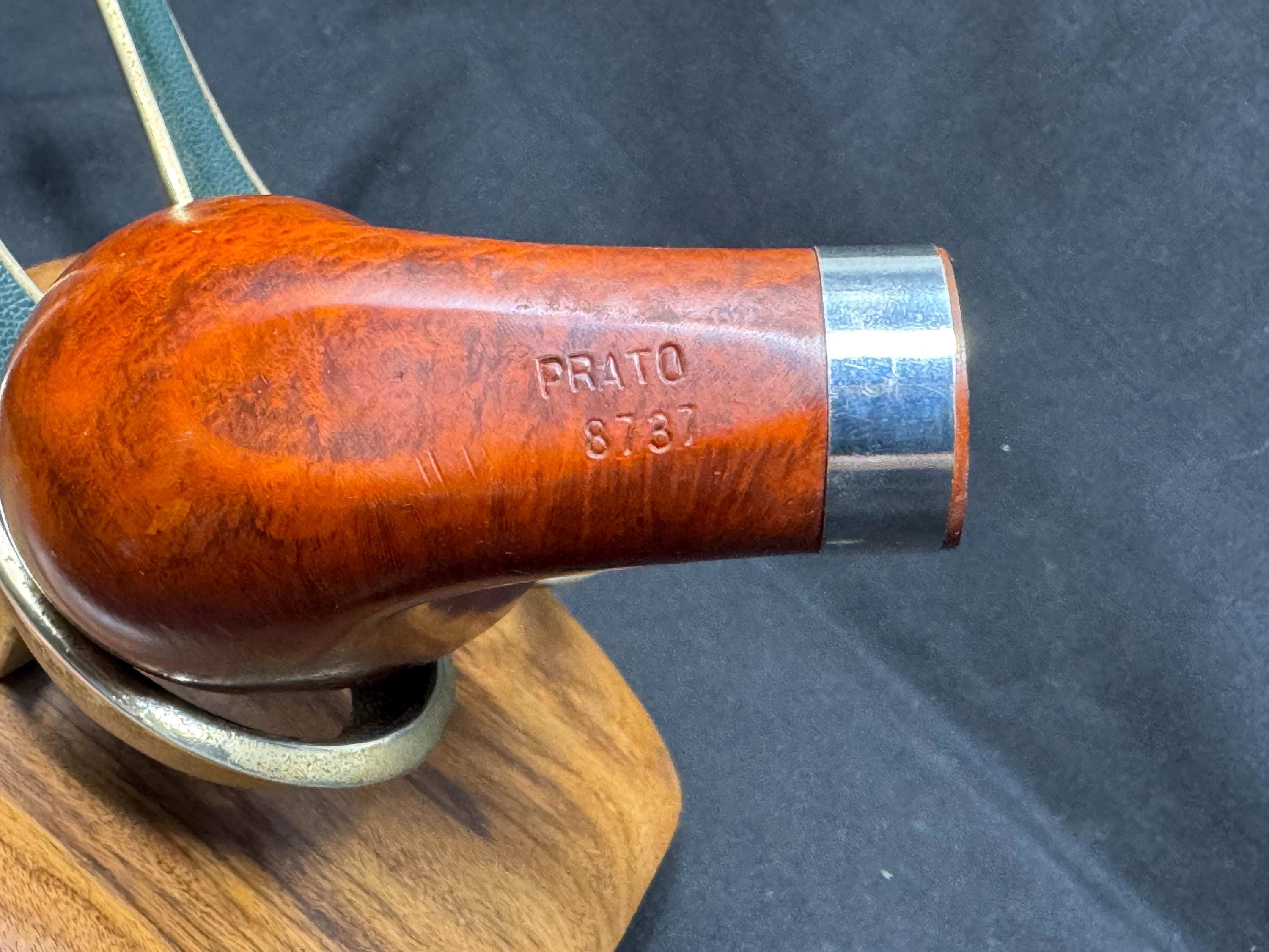 Lorenzo Prato 8737 Bent Billiard | Orange Smooth 9mm Filter Fishtail Metal Stem 7