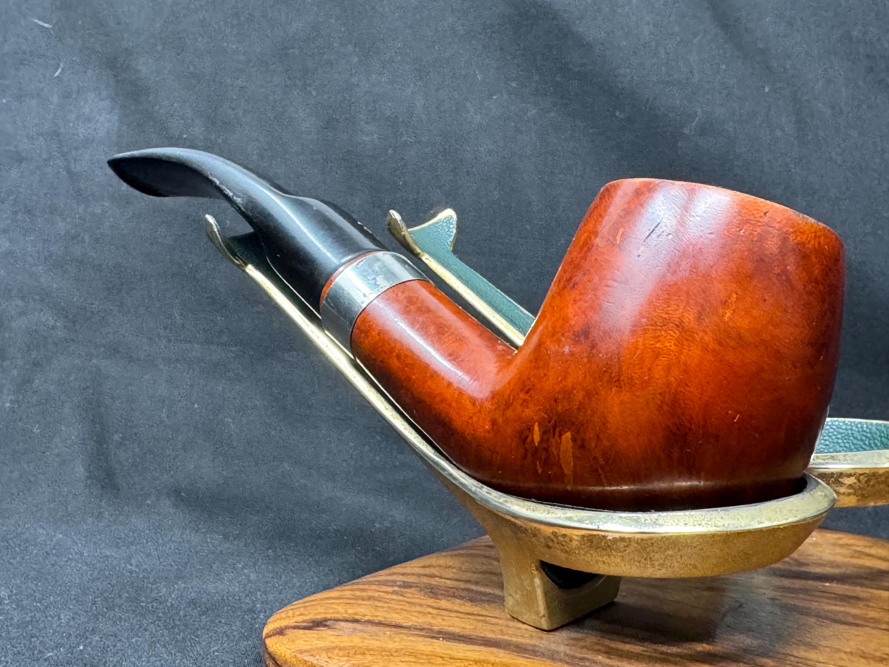 Lorenzo Prato 8737 Bent Billiard | Orange Smooth 9mm Filter Fishtail Metal Stem 6