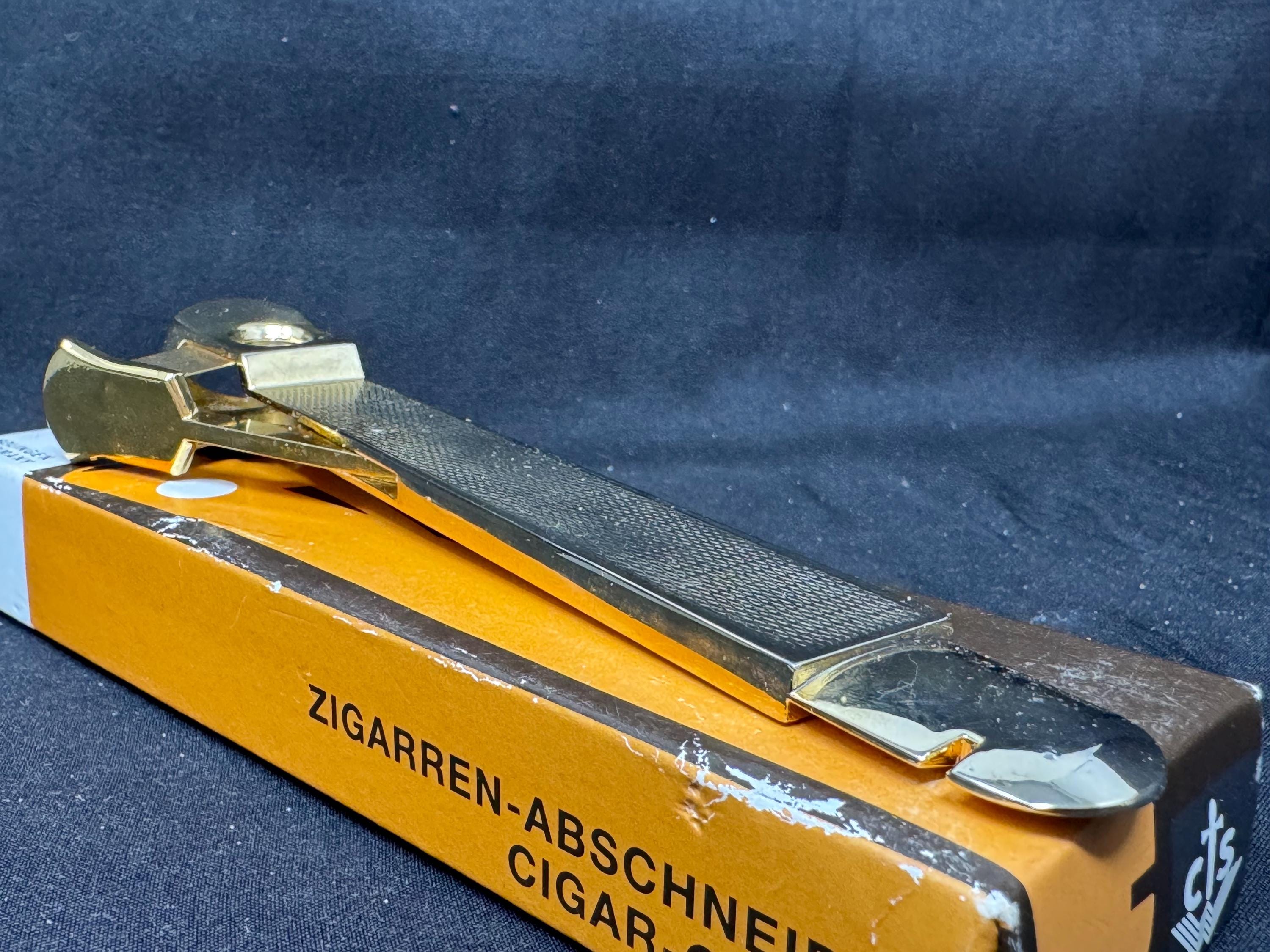 CTS Wolfertz Solingen Gold-Tone V-Cut Cigar Cutter, Original Box, 1980s-1990s 7