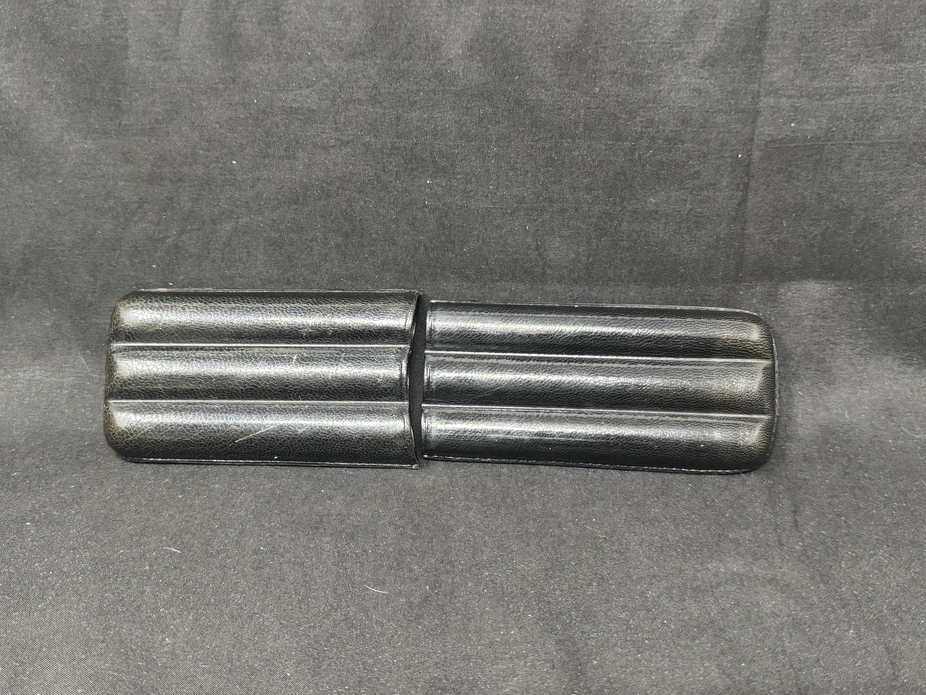 Ubrique Hard Leather 3-Cigar Travel Case - German Spec, Spanish Made, NOS 6