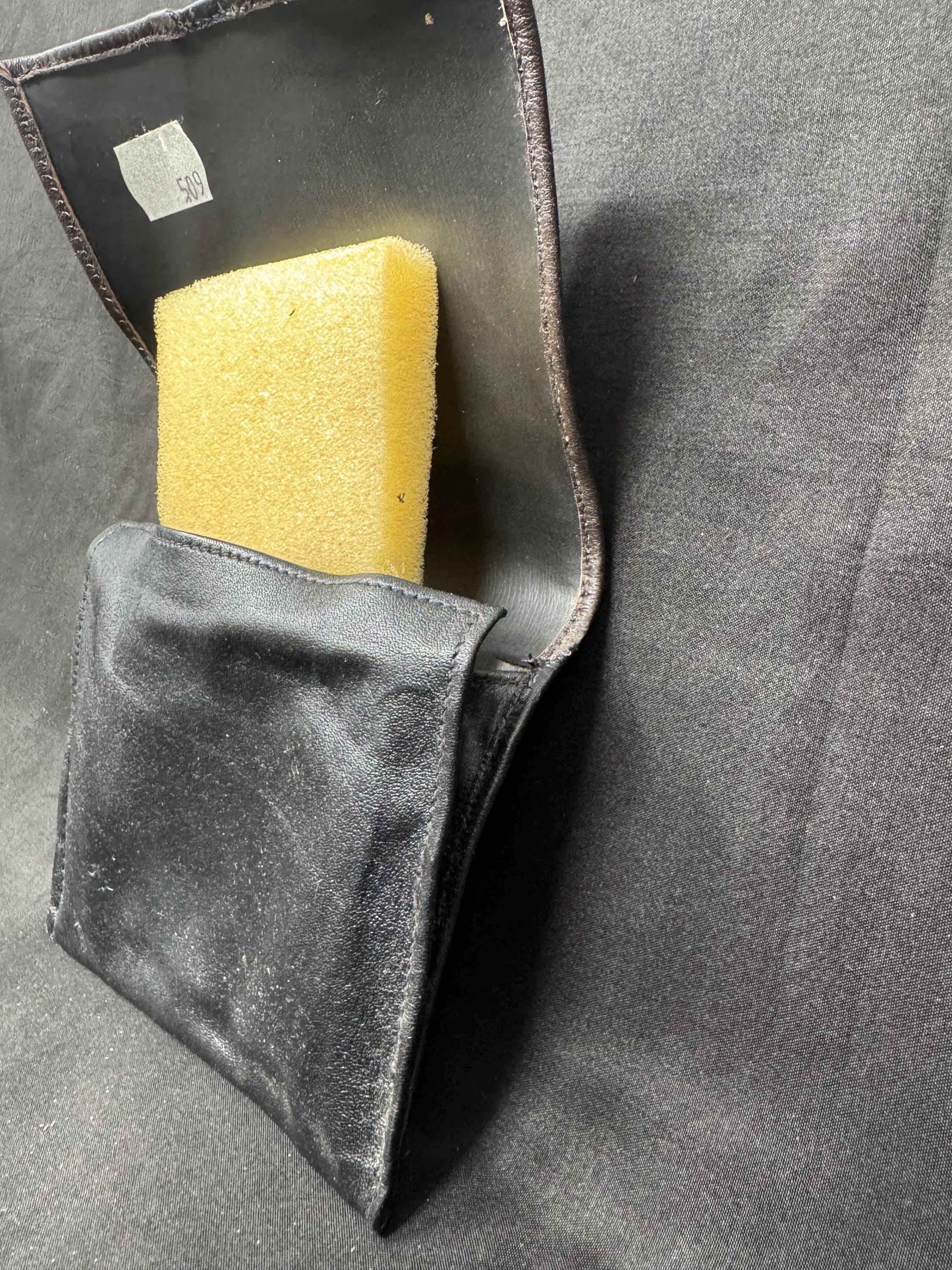 Vintage German Minimalist Two-Tone Leather Tobacco Pouch, NOS, circa 1970s-1980s 6