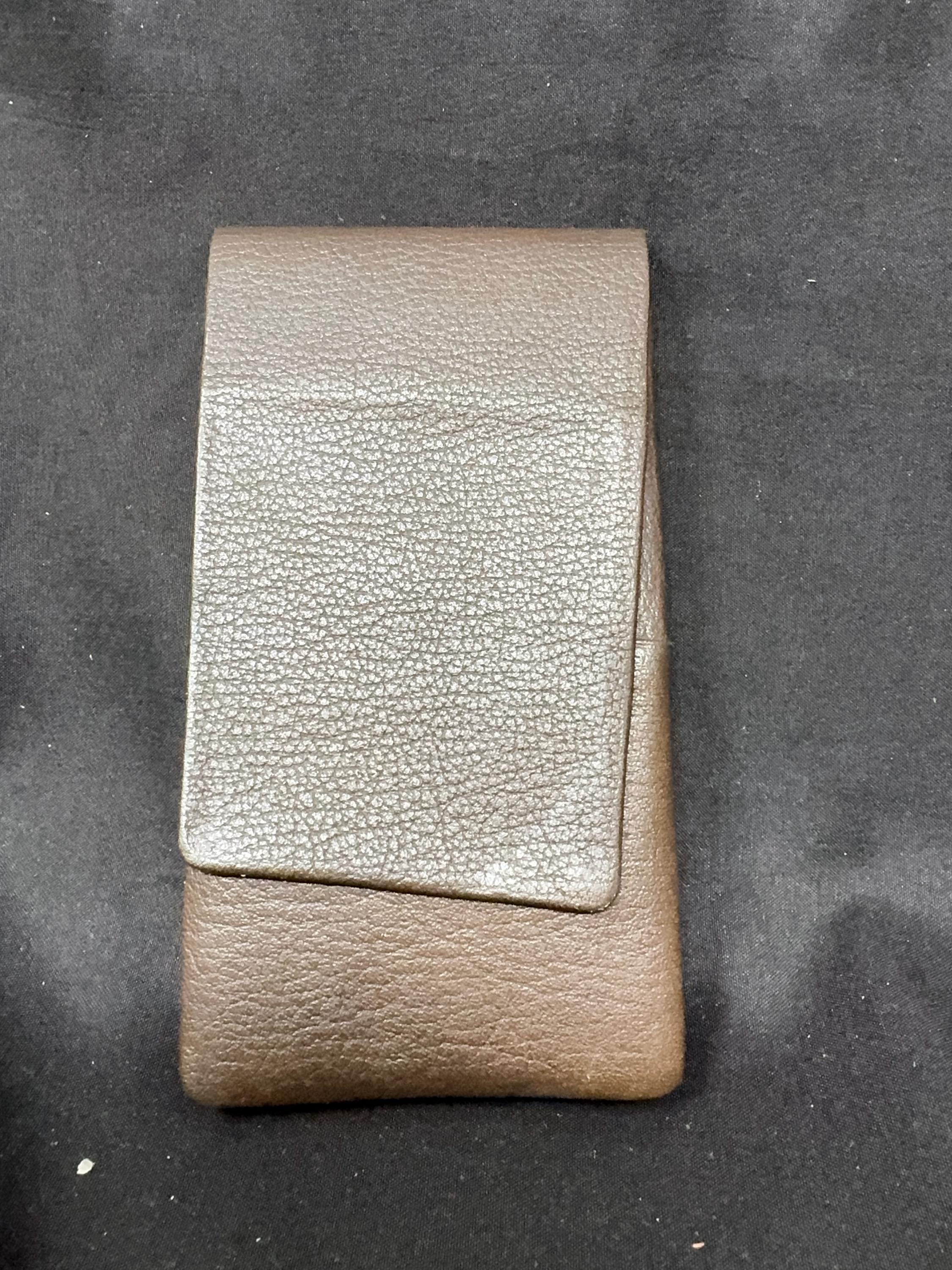 German Leather Cigar Case, 3-Slot Portable Travel Holder, Coffee Finish, c.1980s 2