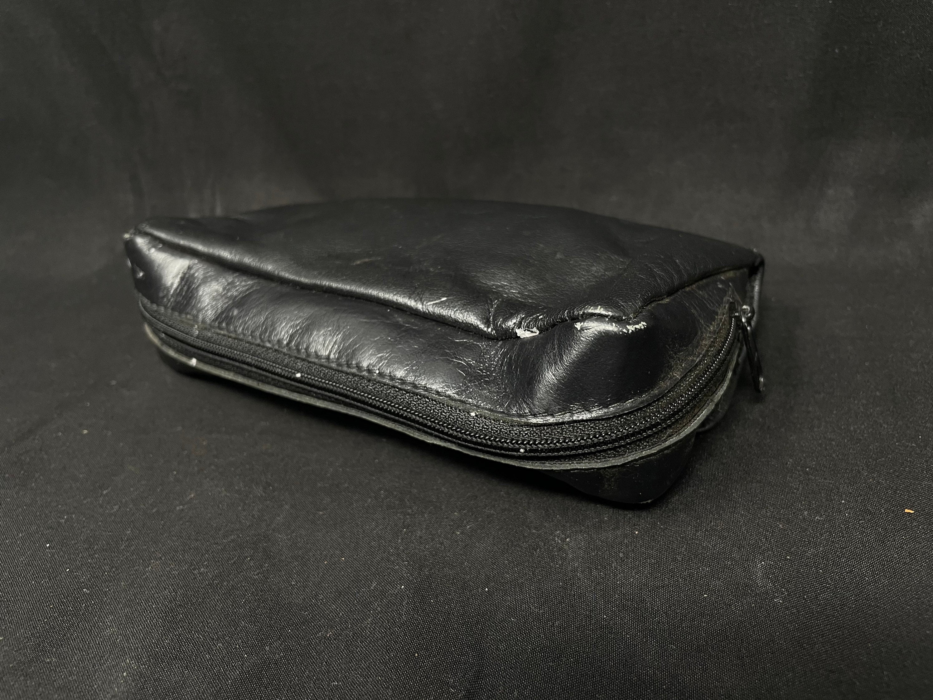 Vintage Leather Roll-Up Tobacco Pouch - 7x4 Rubber-Lined 2-Pipe Carrier 5