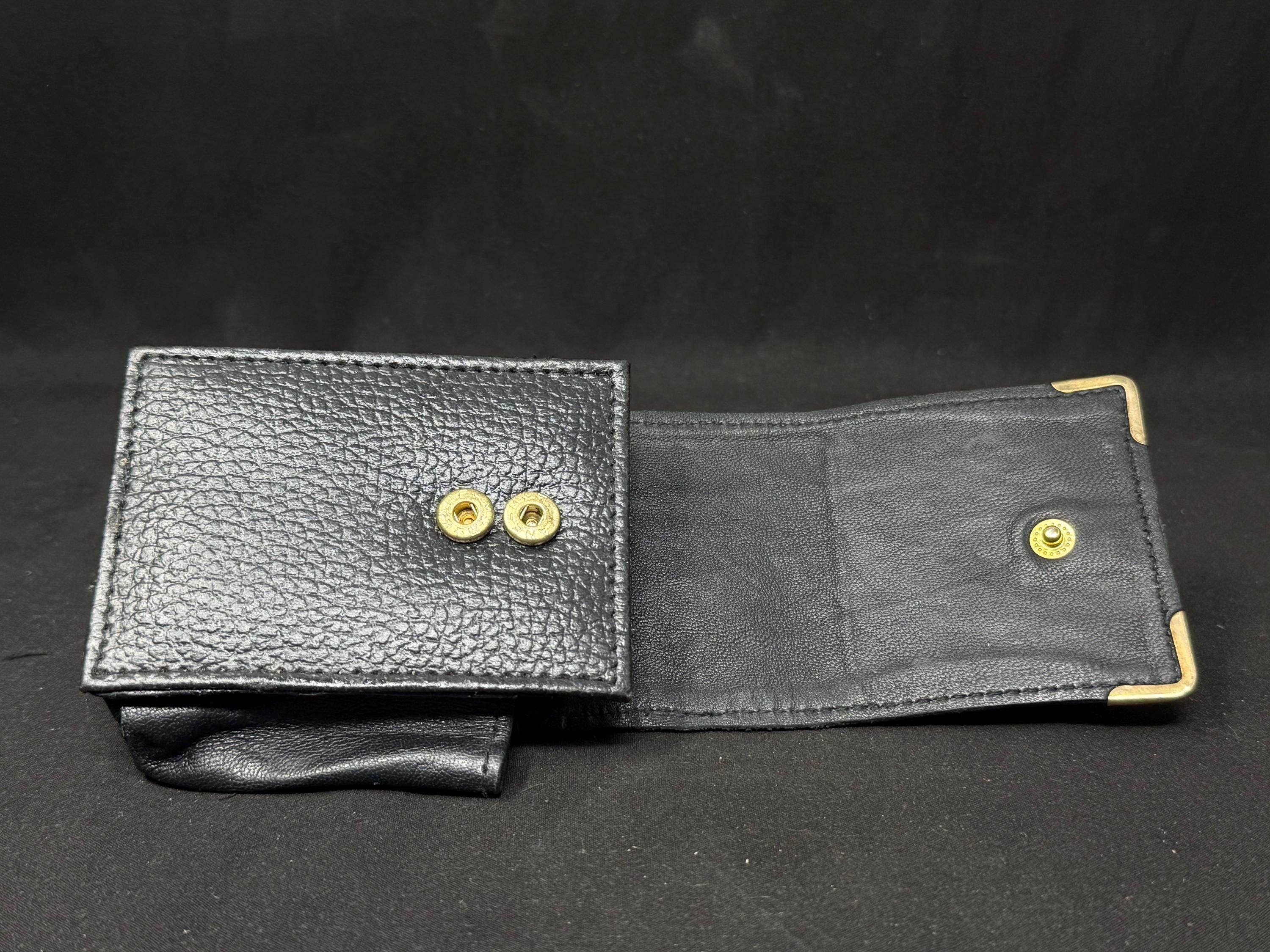 German Leather Cigarette & Lighter Case Set | Brass Star Detail | NOS 7