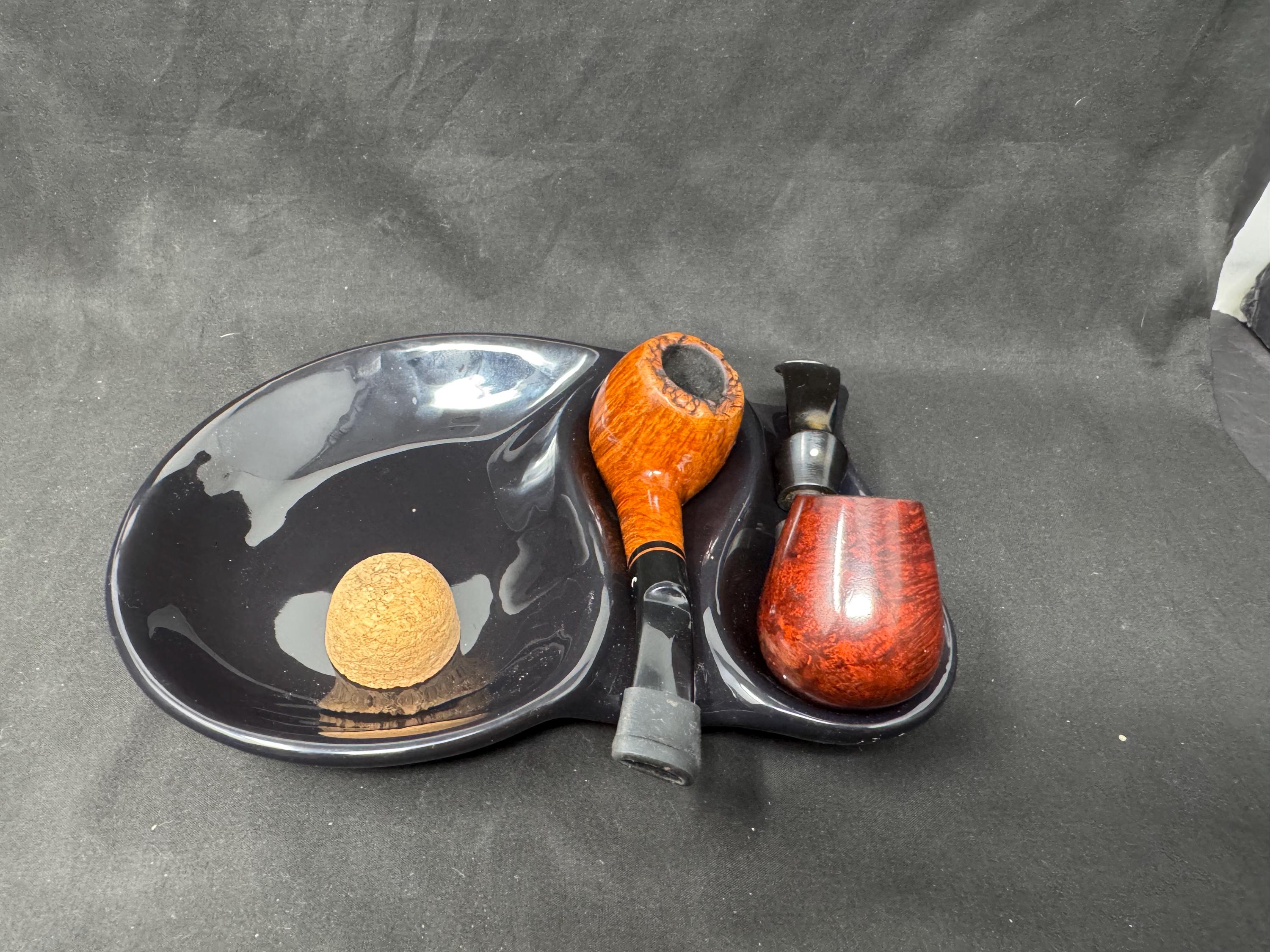 Ceramic Smoking Pipe Ashtray and Stand - European Midcentury Estate 2